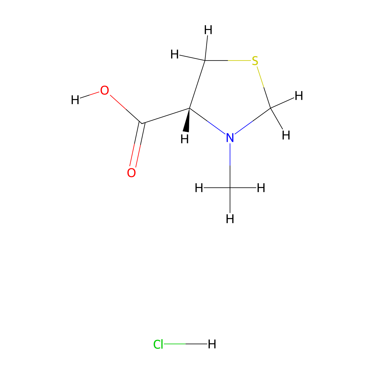 (4R)-3-Methyl-1,3-thiazolidine-4-carboxylic acid hydrochloride molecular structure, CAS 1609388-58-0