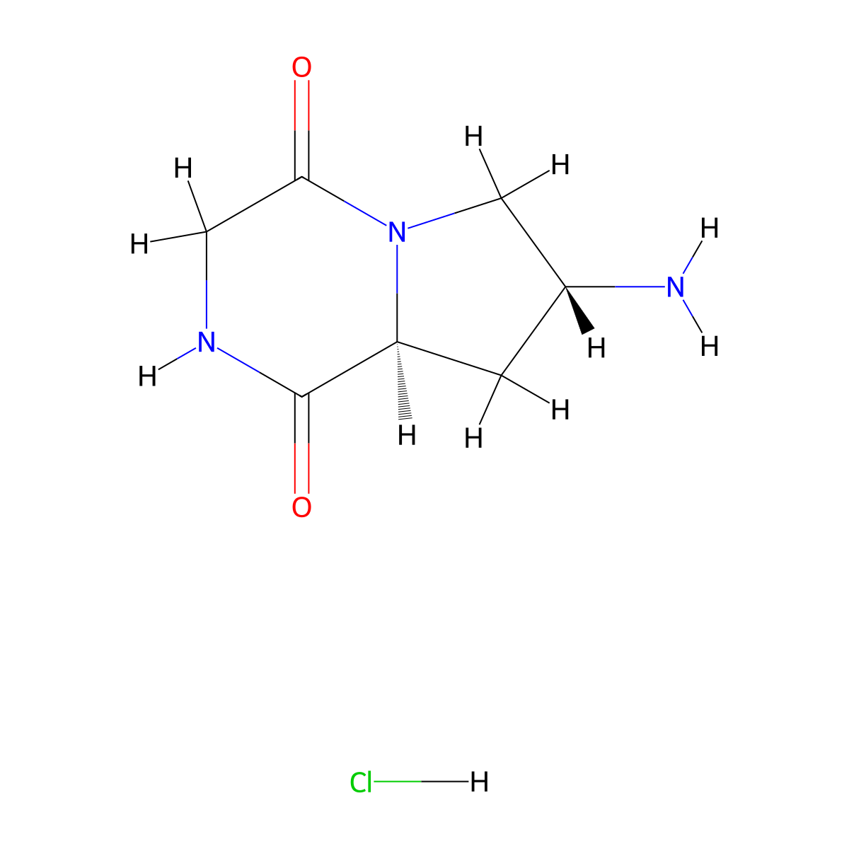 (7R,8aS)-7-aminohexahydropyrrolo[1,2-a]pyrazine-1,4-dione hydrochloride molecular structure, CAS 1609388-61-5