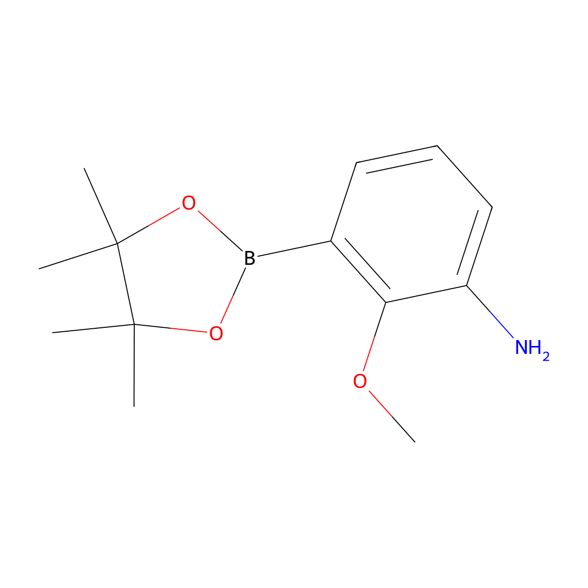 2-Methoxy-3-(tetramethyl-1,3,2-dioxaborolan-2-yl)aniline molecular structure, CAS 1609393-90-9