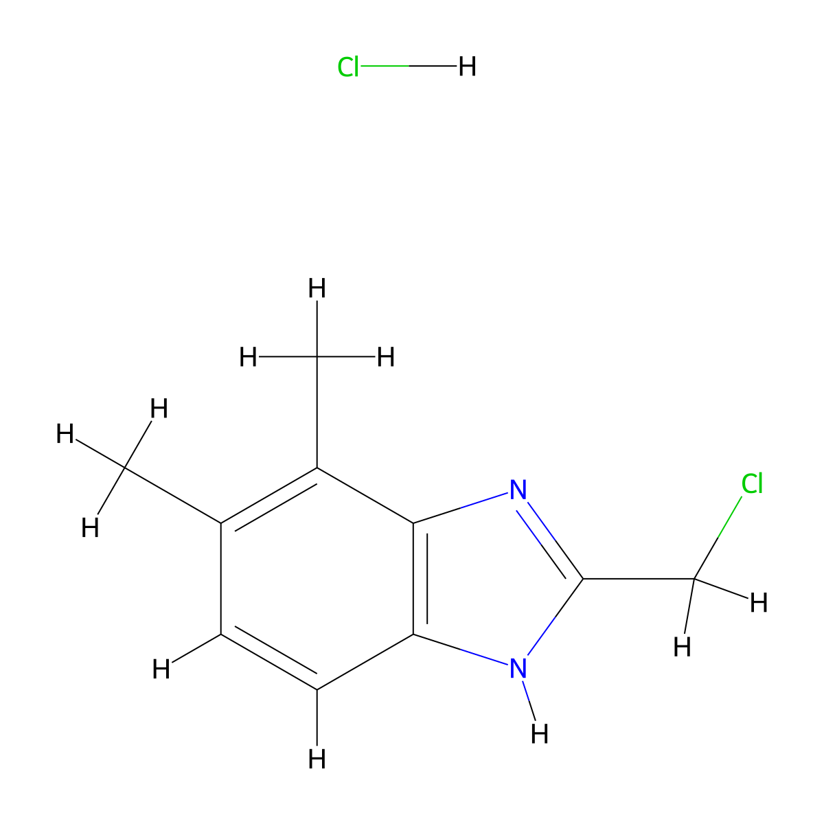 2-(Chloromethyl)-6,7-dimethyl-1H-benzimidazole hydrochloride molecular structure, CAS 1609395-19-8
