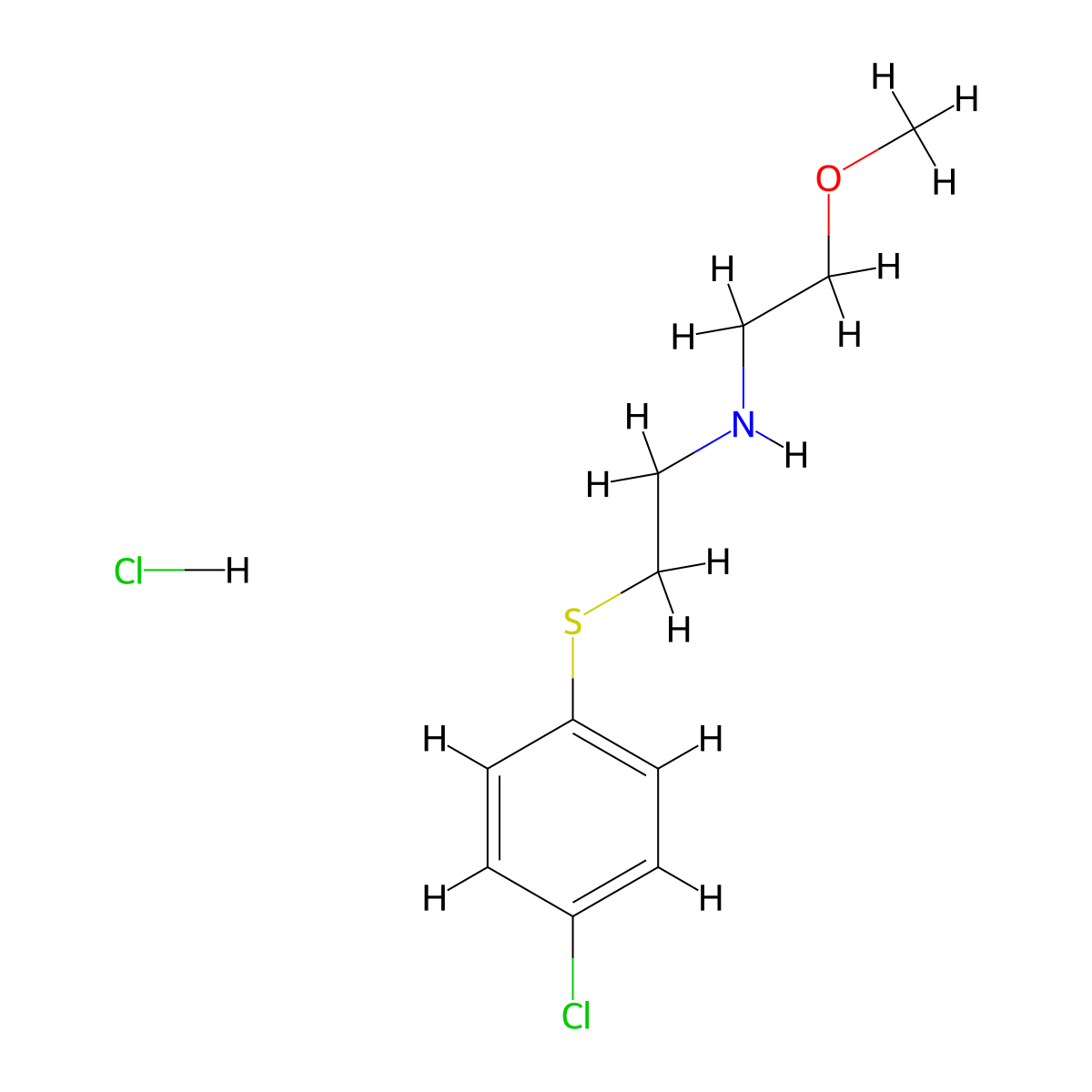 {2-[(4-Chlorophenyl)thio]ethyl}(2-methoxyethyl)amine hydrochloride molecular structure, CAS 1609395-24-5