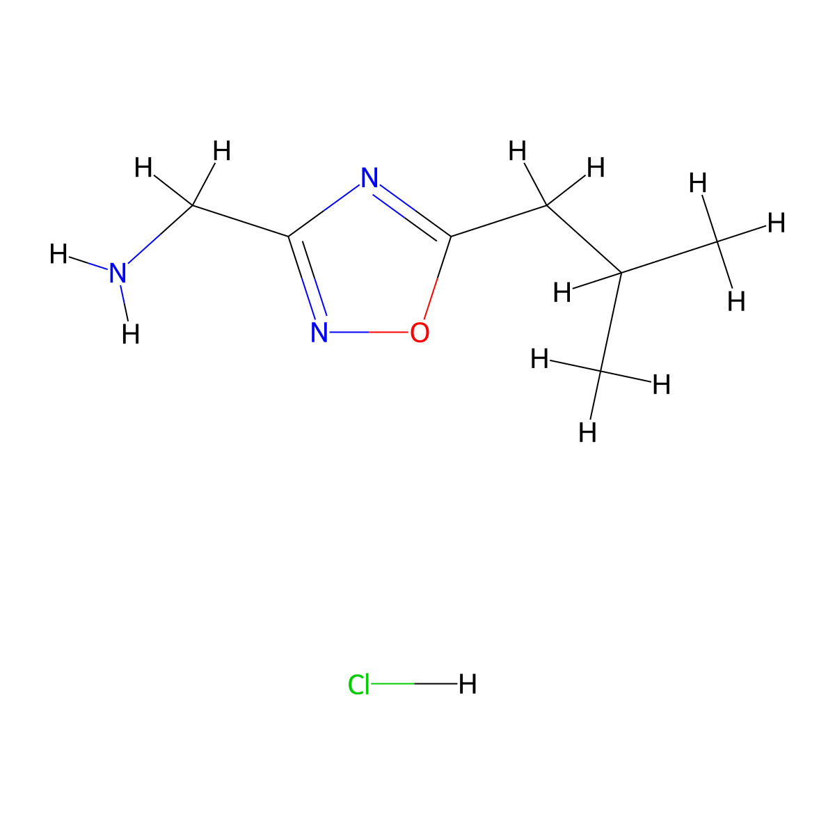 [(5-Isobutyl-1,2,4-oxadiazol-3-yl)methyl]amine hydrochloride molecular structure, CAS 1609395-28-9