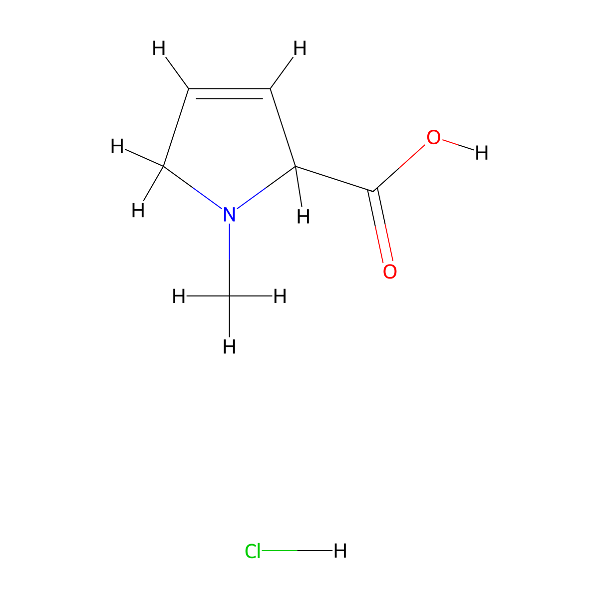 1-Methyl-2,5-dihydro-1H-pyrrole-2-carboxylic acid hydrochloride molecular structure, CAS 1609395-30-3