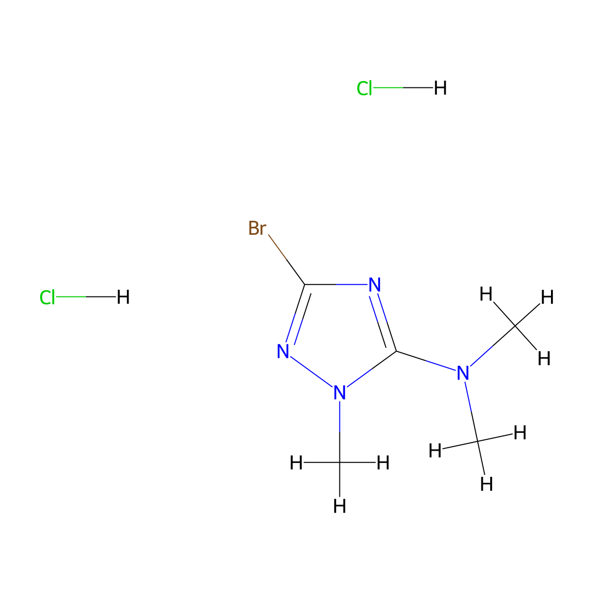 3-Bromo-N,N,1-trimethyl-1H-1,2,4-triazol-5-amine dihydrochloride molecular structure, CAS 1609395-34-7