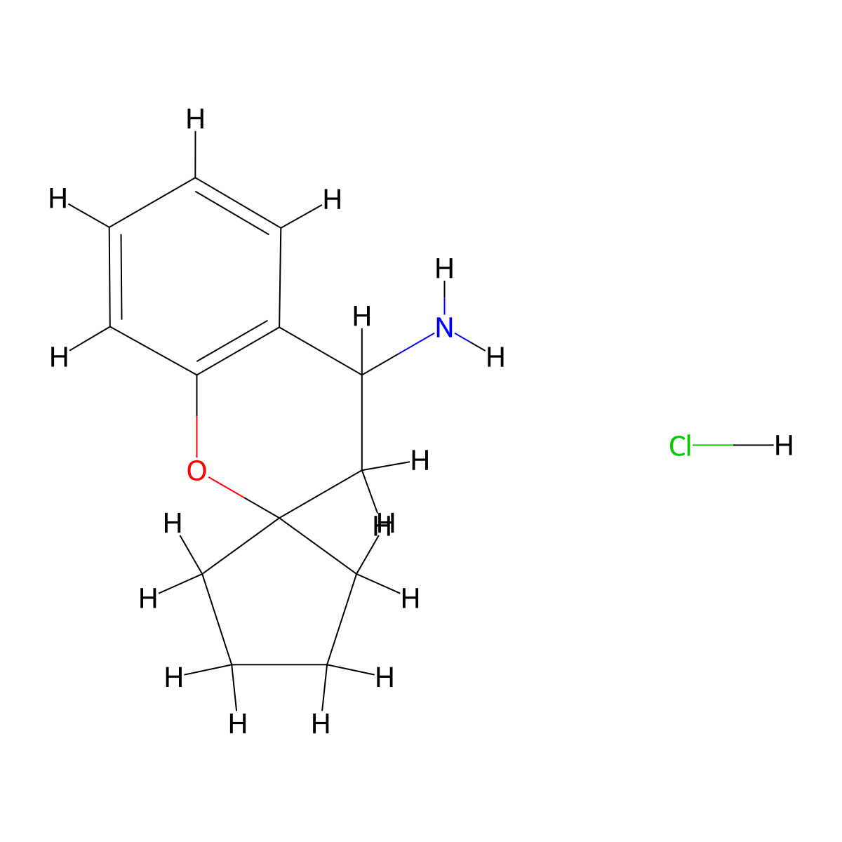 3,4-Dihydrospiro[chromene-2,1'-cyclopentan]-4-amine hydrochloride molecular structure, CAS 1609395-35-8