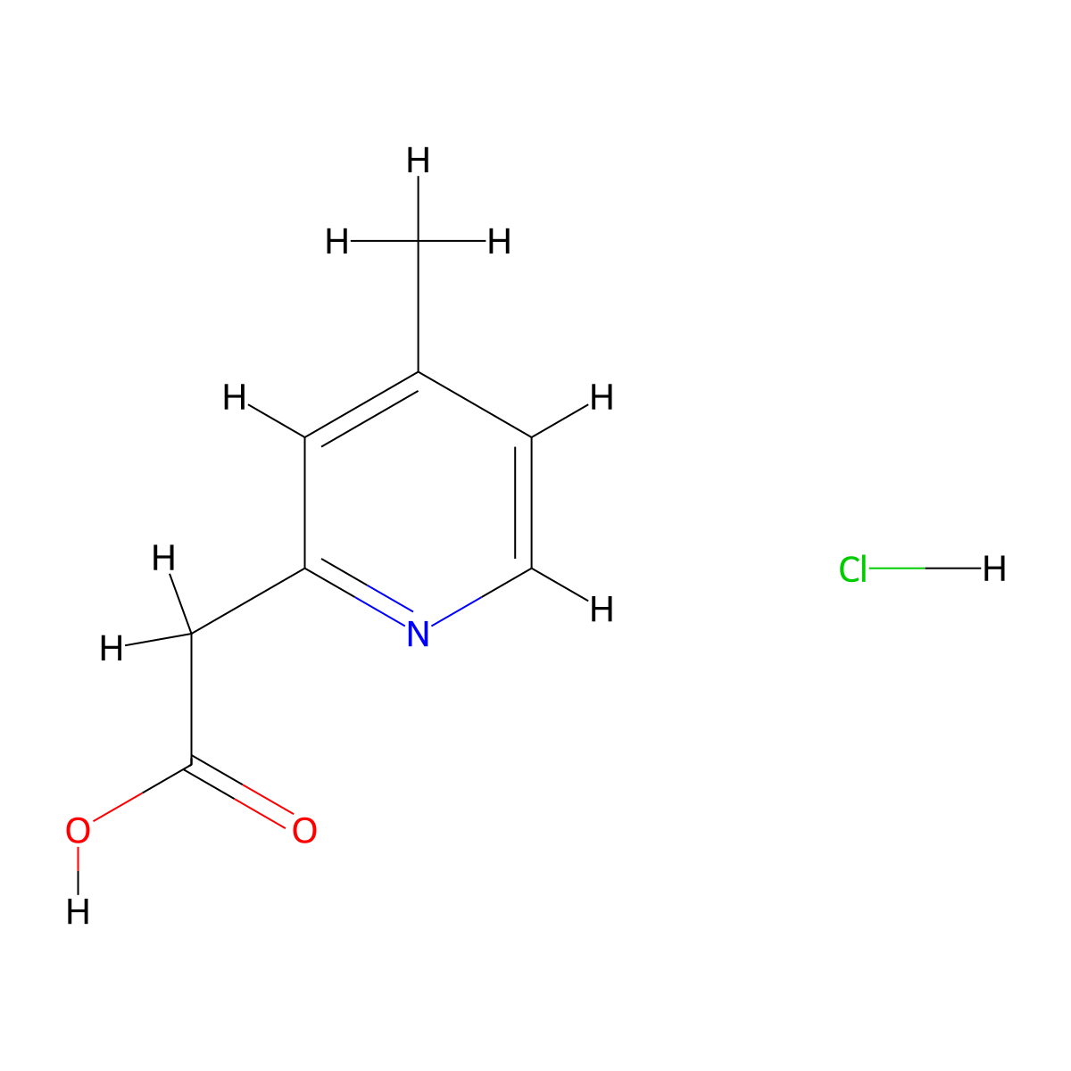 2-(4-Methylpyridin-2-yl)acetic acid hydrochloride molecular structure, CAS 1609395-40-5