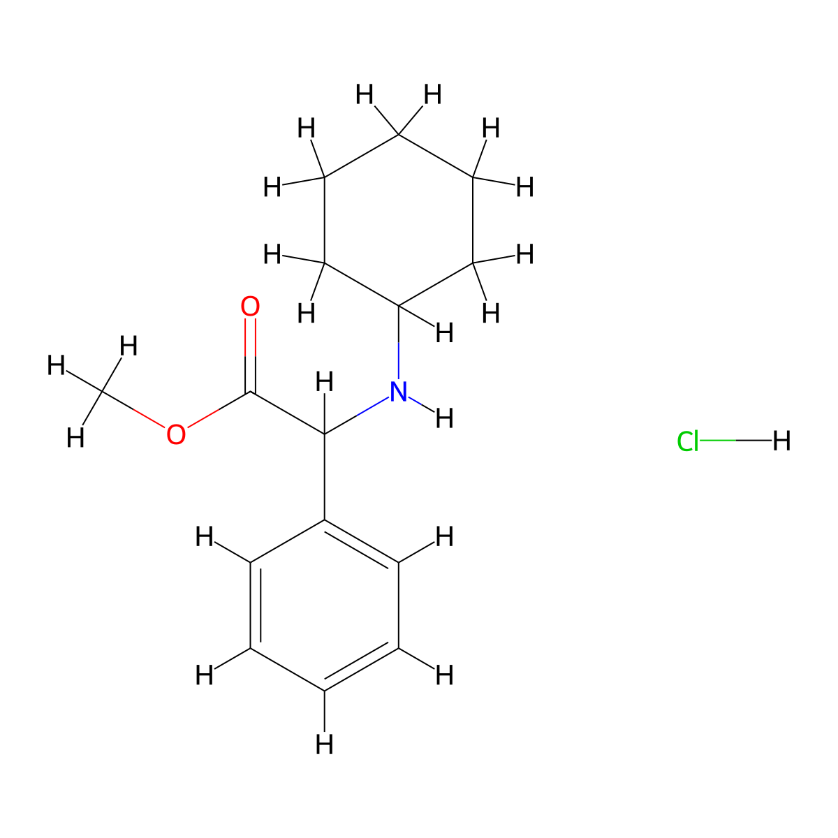 Methyl (cyclohexylamino)(phenyl)acetate hydrochloride molecular structure, CAS 1609395-44-9