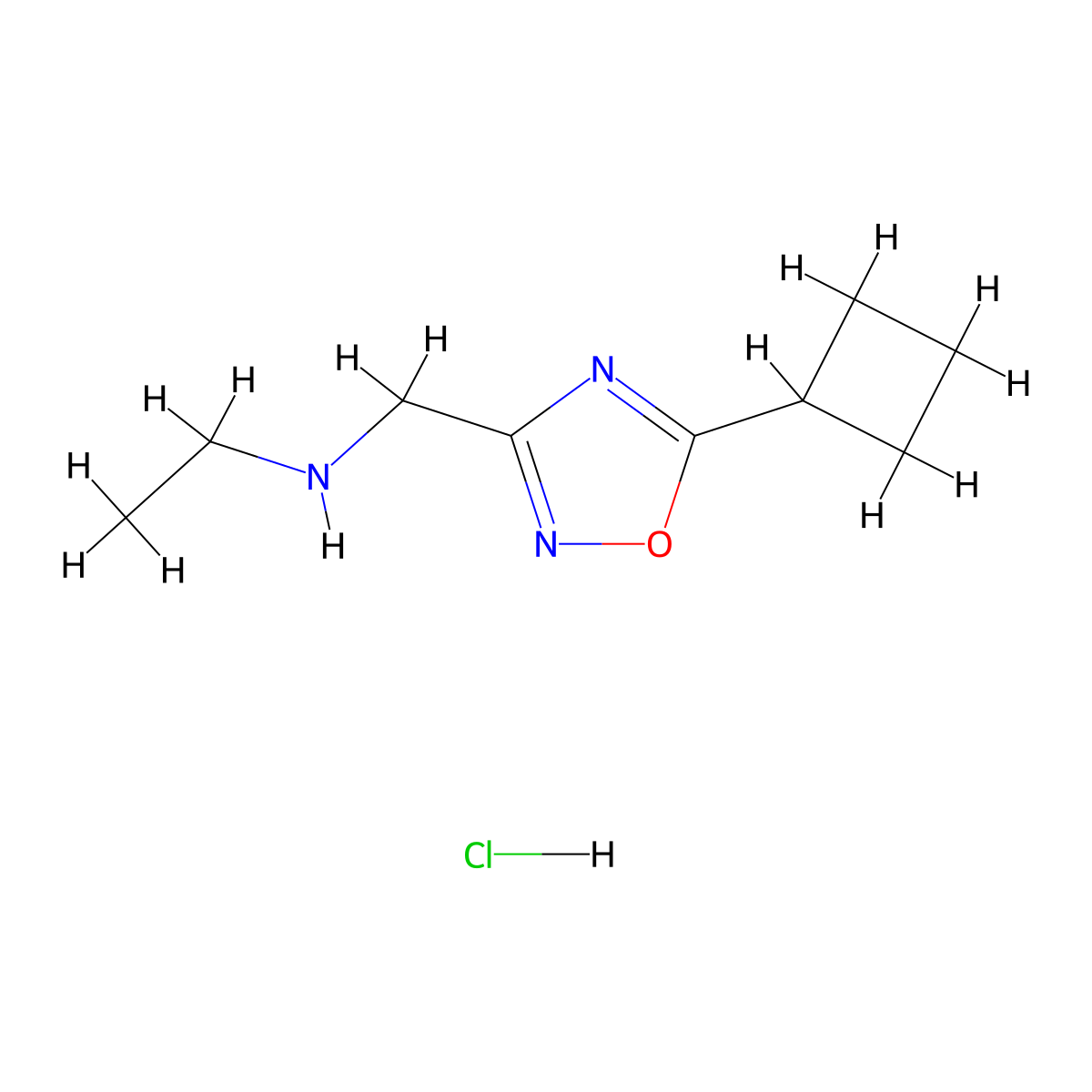 N-[(5-Cyclobutyl-1,2,4-oxadiazol-3-yl)methyl]ethanamine hydrochloride molecular structure, CAS 1609395-47-2