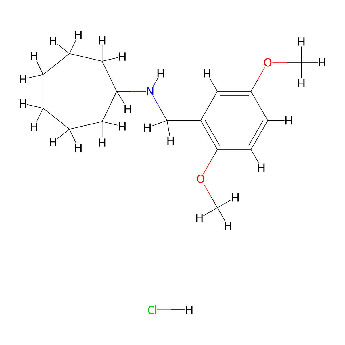 N-(2,5-Dimethoxybenzyl)cycloheptanamine hydrochloride molecular structure, CAS 1609395-54-1