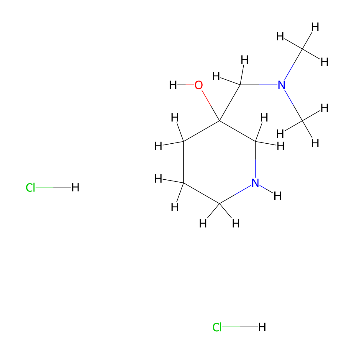 3-[(Dimethylamino)methyl]-3-piperidinol dihydrochloride molecular structure, CAS 1609395-56-3