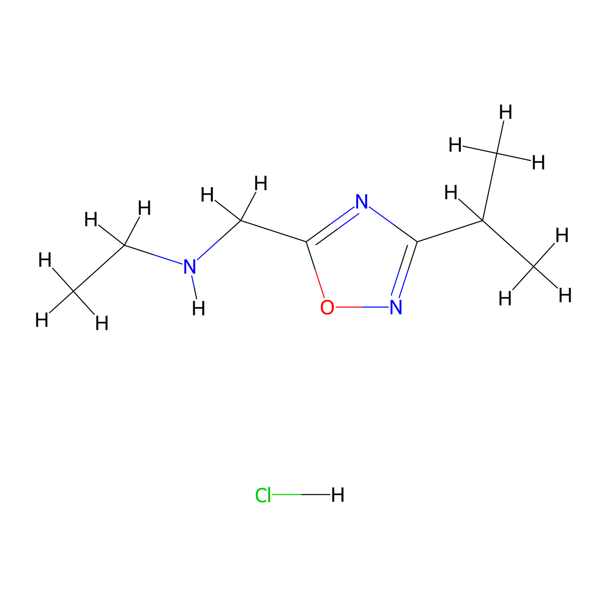 N-[(3-Isopropyl-1,2,4-oxadiazol-5-yl)methyl]ethanamine hydrochloride molecular structure, CAS 1609395-60-9