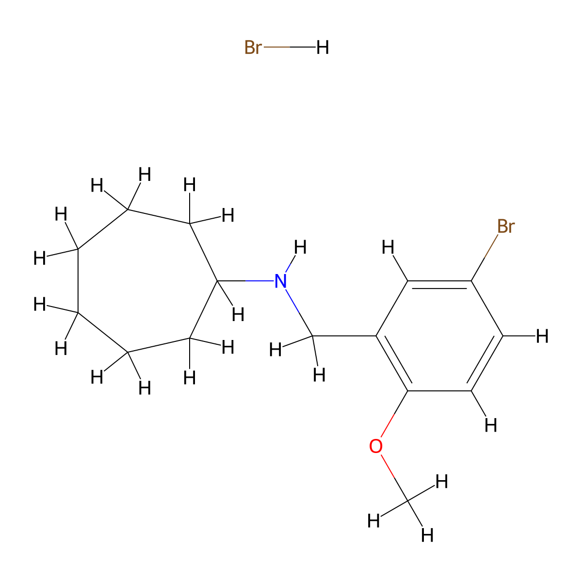 N-(5-bromo-2-methoxybenzyl)cycloheptanamine hydrobromide molecular structure, CAS 1609395-64-3