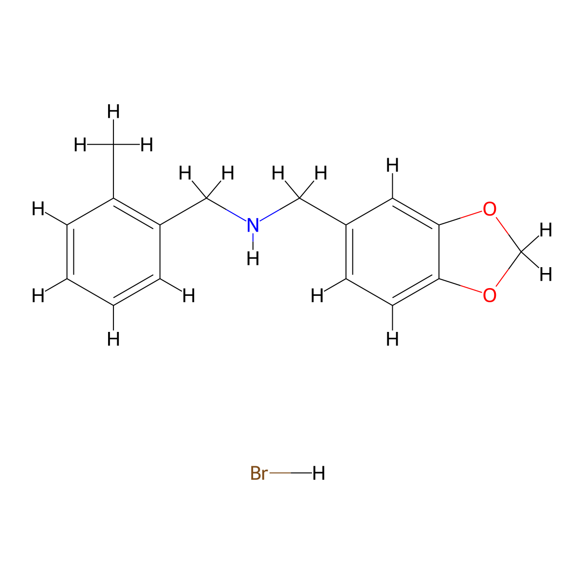(1,3-Benzodioxol-5-ylmethyl)(2-methylbenzyl)amine hydrobromide molecular structure, CAS 1609395-71-2