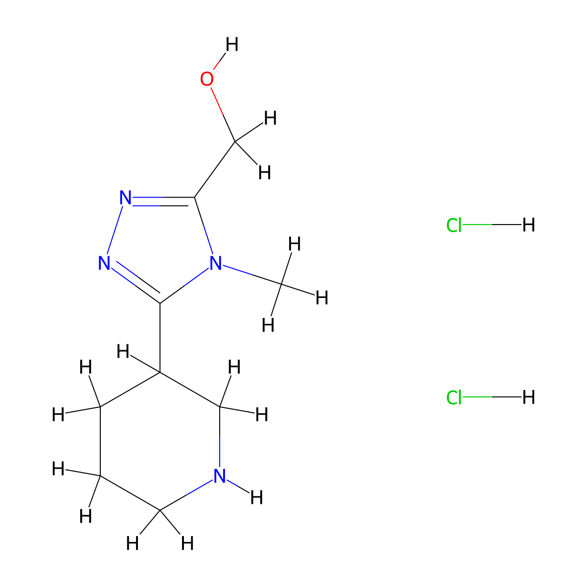 (4-Methyl-5-(piperidin-3-yl)-4H-1,2,4-triazol-3-yl)methanol dihydrochloride molecular structure, CAS 1609395-72-3