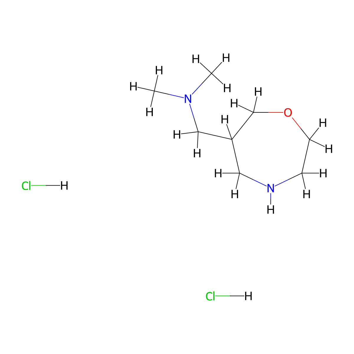 N,N-Dimethyl-1-(1,4-oxazepan-6-yl)methanamine dihydrochloride molecular structure, CAS 1609395-78-9
