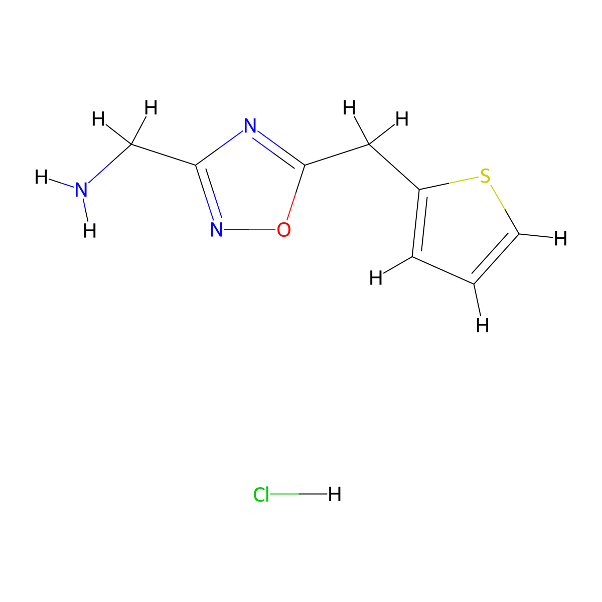 1-[5-(2-Thienylmethyl)-1,2,4-oxadiazol-3-YL]methanamine hydrochloride molecular structure, CAS 1609395-80-3
