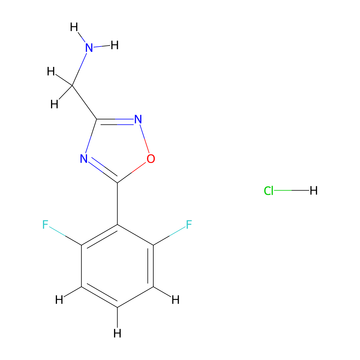 (5-(2,6-Difluorophenyl)-1,2,4-oxadiazol-3-yl)methanamine hydrochloride molecular structure, CAS 1609395-83-6