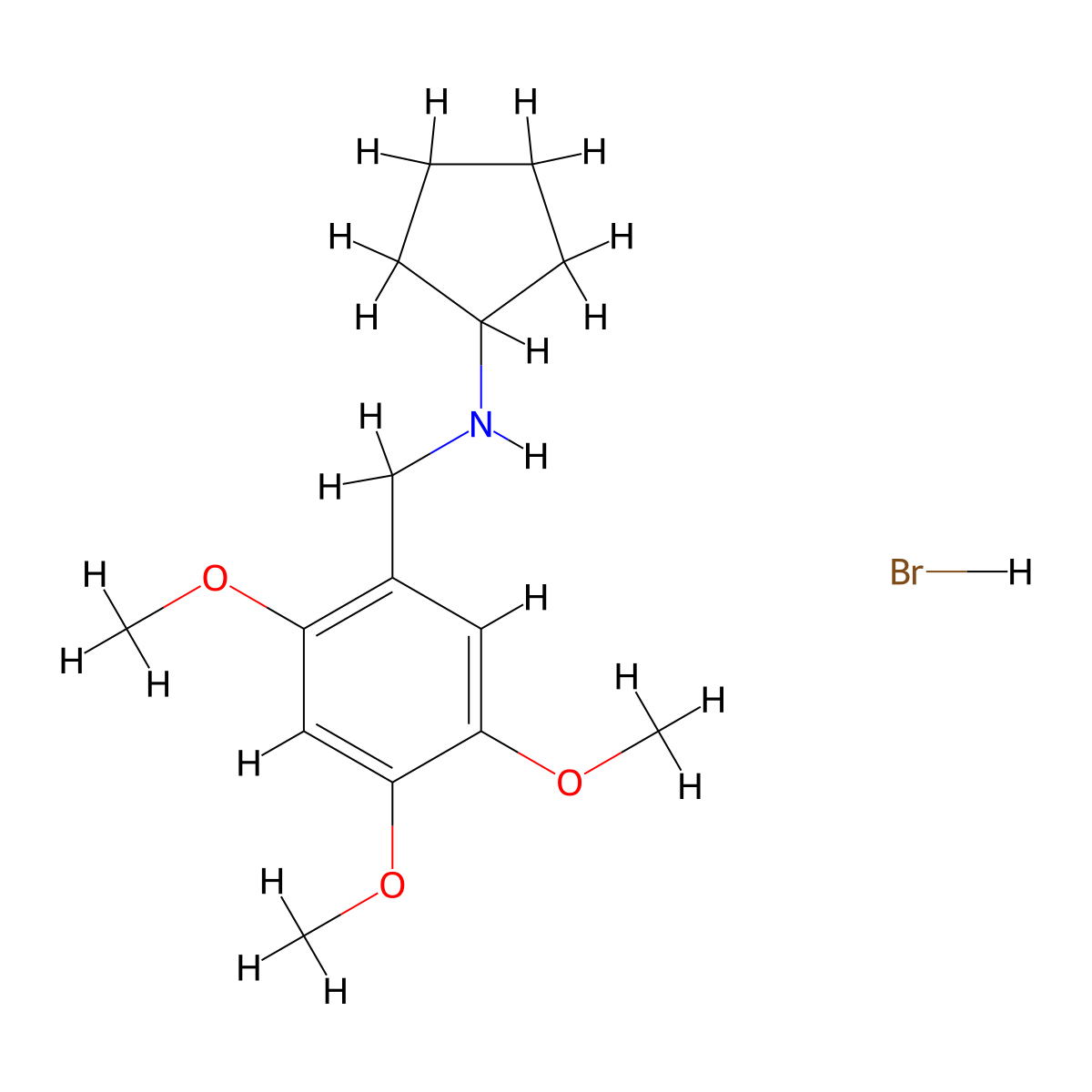 N-(2,4,5-trimethoxybenzyl)cyclopentanamine hydrobromide molecular structure, CAS 1609395-84-7