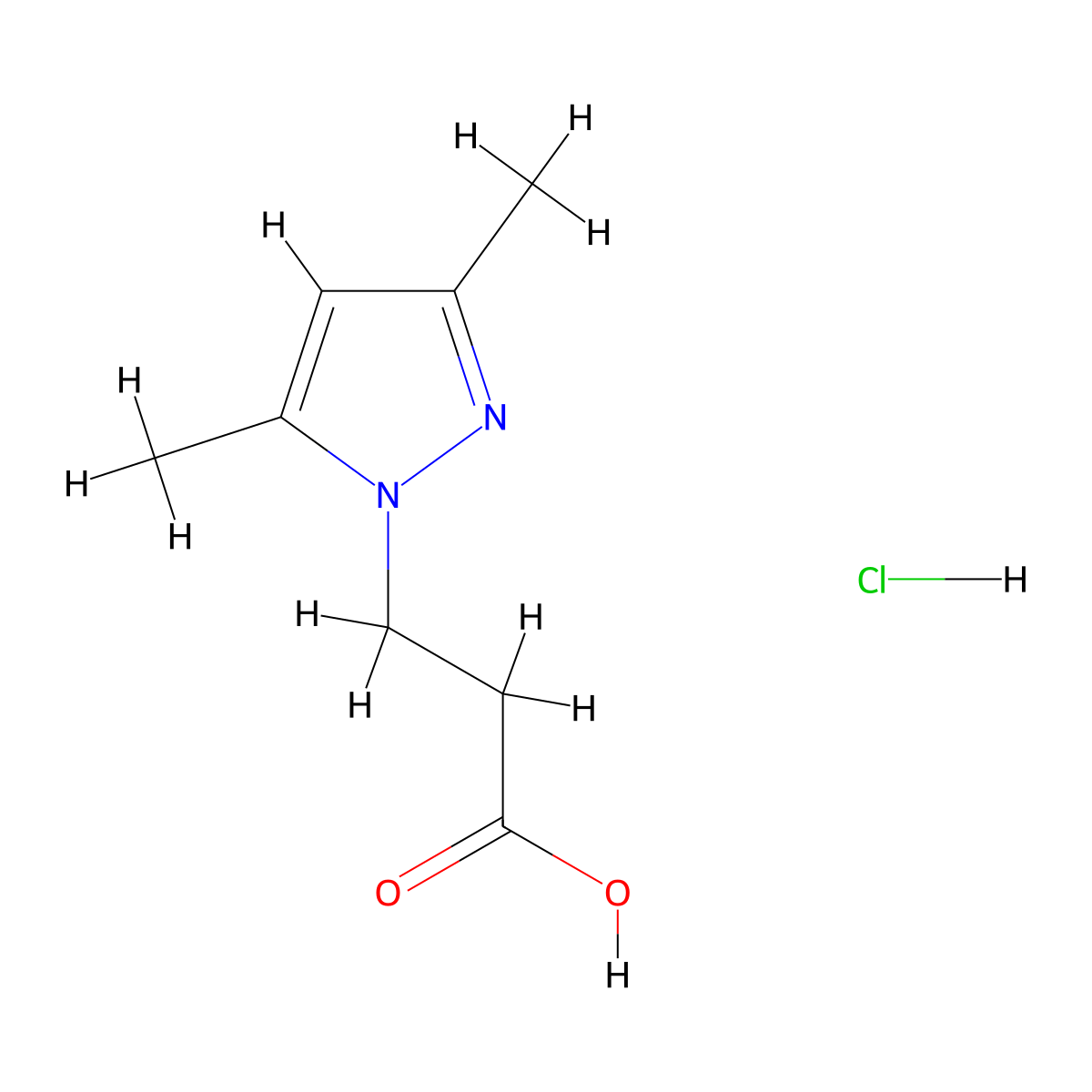 3-(3,5-Dimethyl-1H-pyrazol-1-YL)propanoic acid hydrochloride molecular structure, CAS 1609395-88-1