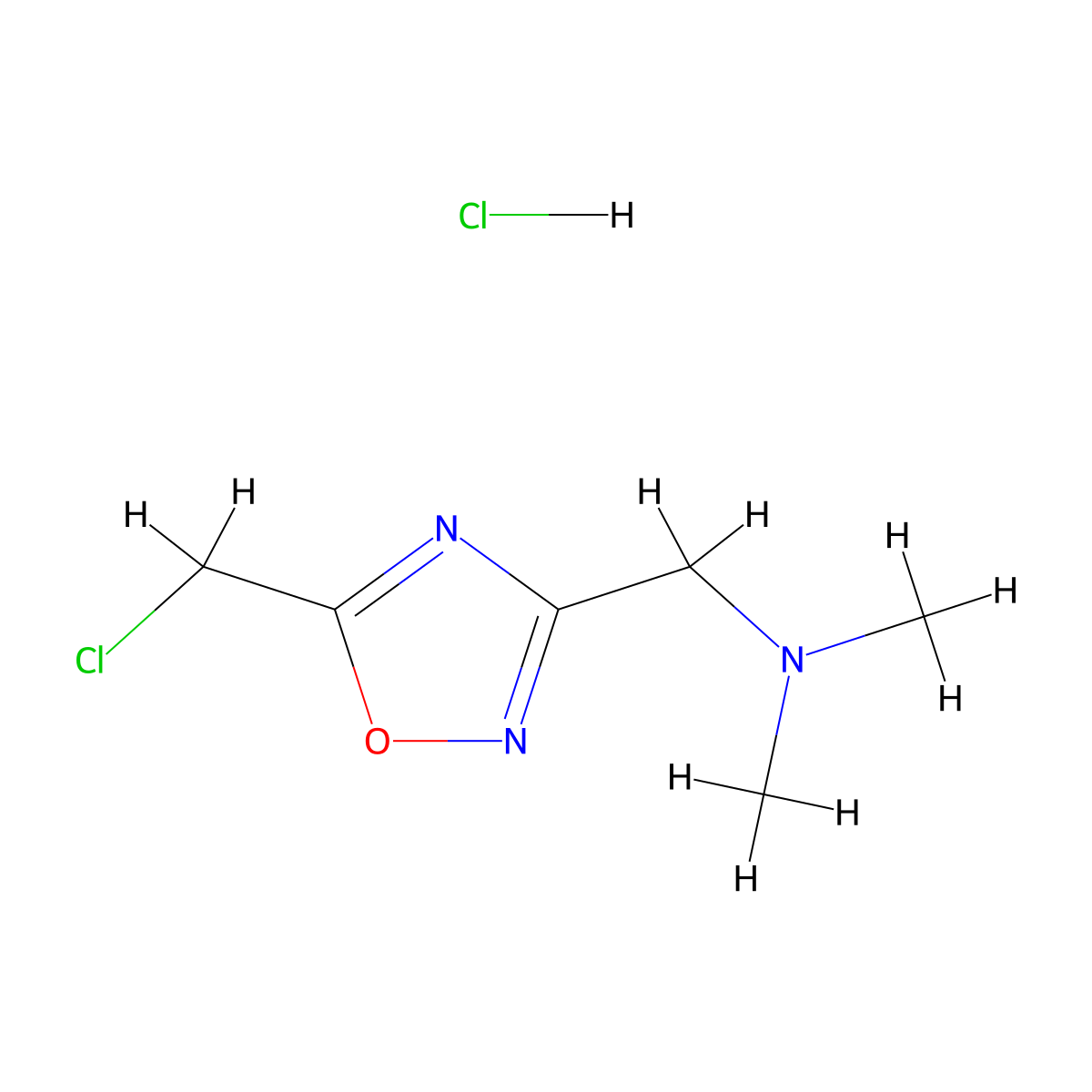 {[5-(Chloromethyl)-1,2,4-oxadiazol-3-YL]methyl}dimethylamine hydrochloride molecular structure, CAS 1609395-92-7