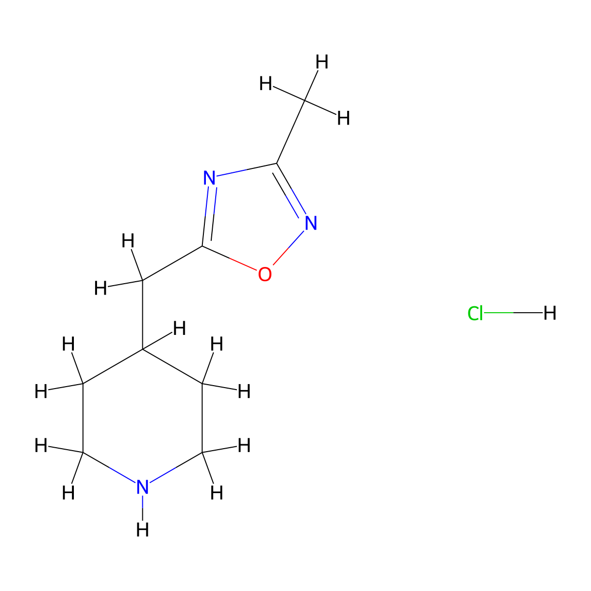 4-[(3-Methyl-1,2,4-oxadiazol-5-YL)methyl]piperidine hydrochloride molecular structure, CAS 1609395-95-0