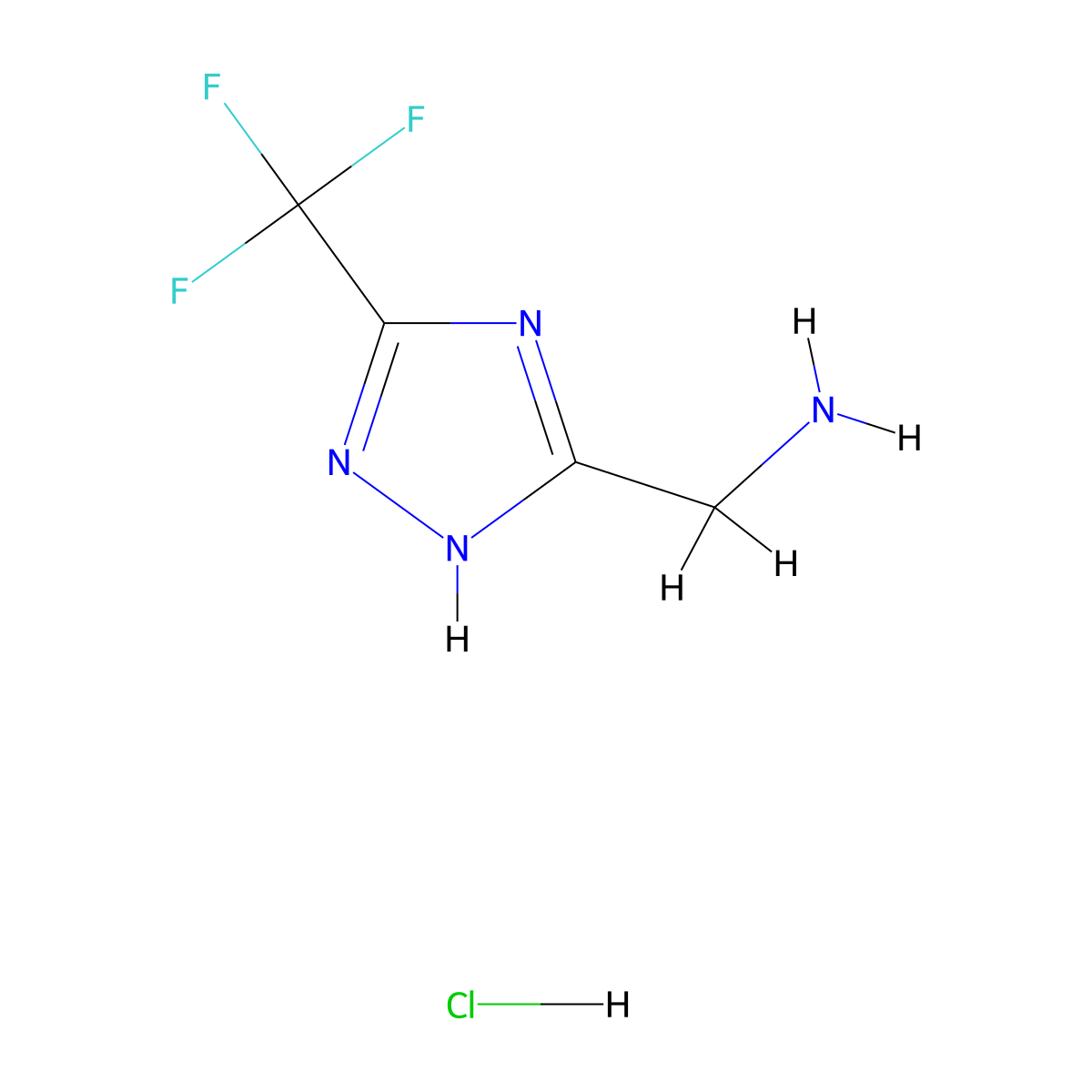 [3-(trifluoromethyl)-1H-1,2,4-triazol-5-yl]methanamine hydrochloride molecular structure, CAS 1609395-99-4