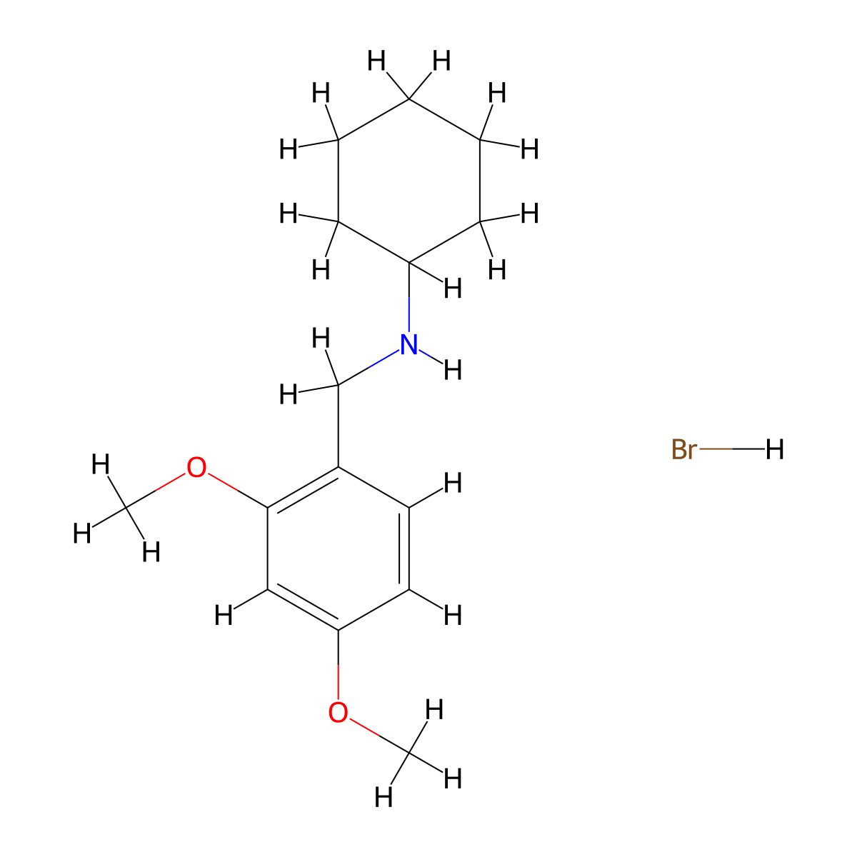 N-(2,4-dimethoxybenzyl)cyclohexanamine hydrobromide molecular structure, CAS 1609396-03-3