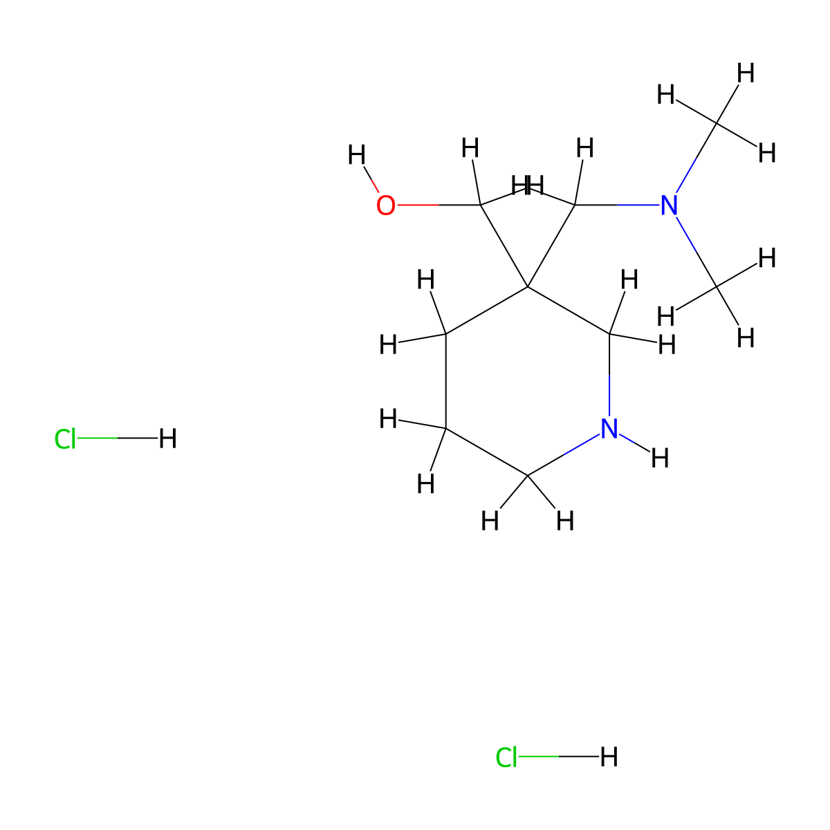 {3-[(Dimethylamino)methyl]-3-piperidinyl}methanol dihydrochloride molecular structure, CAS 1609396-04-4