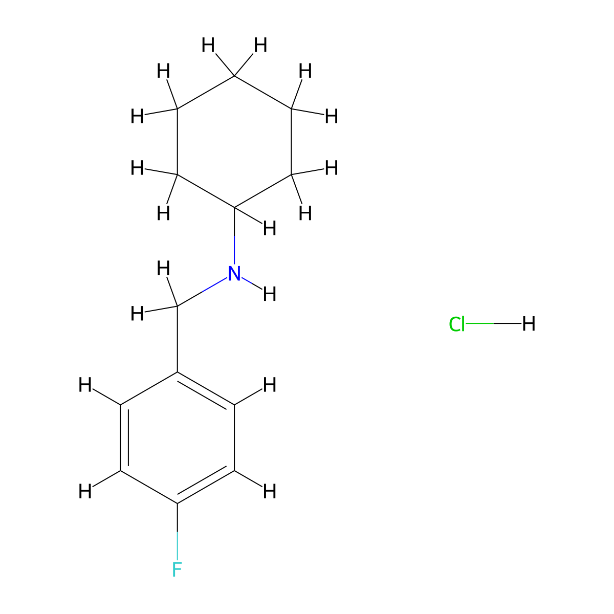 N-(4-Fluorobenzyl)cyclohexanamine hydrochloride molecular structure, CAS 1609396-07-7