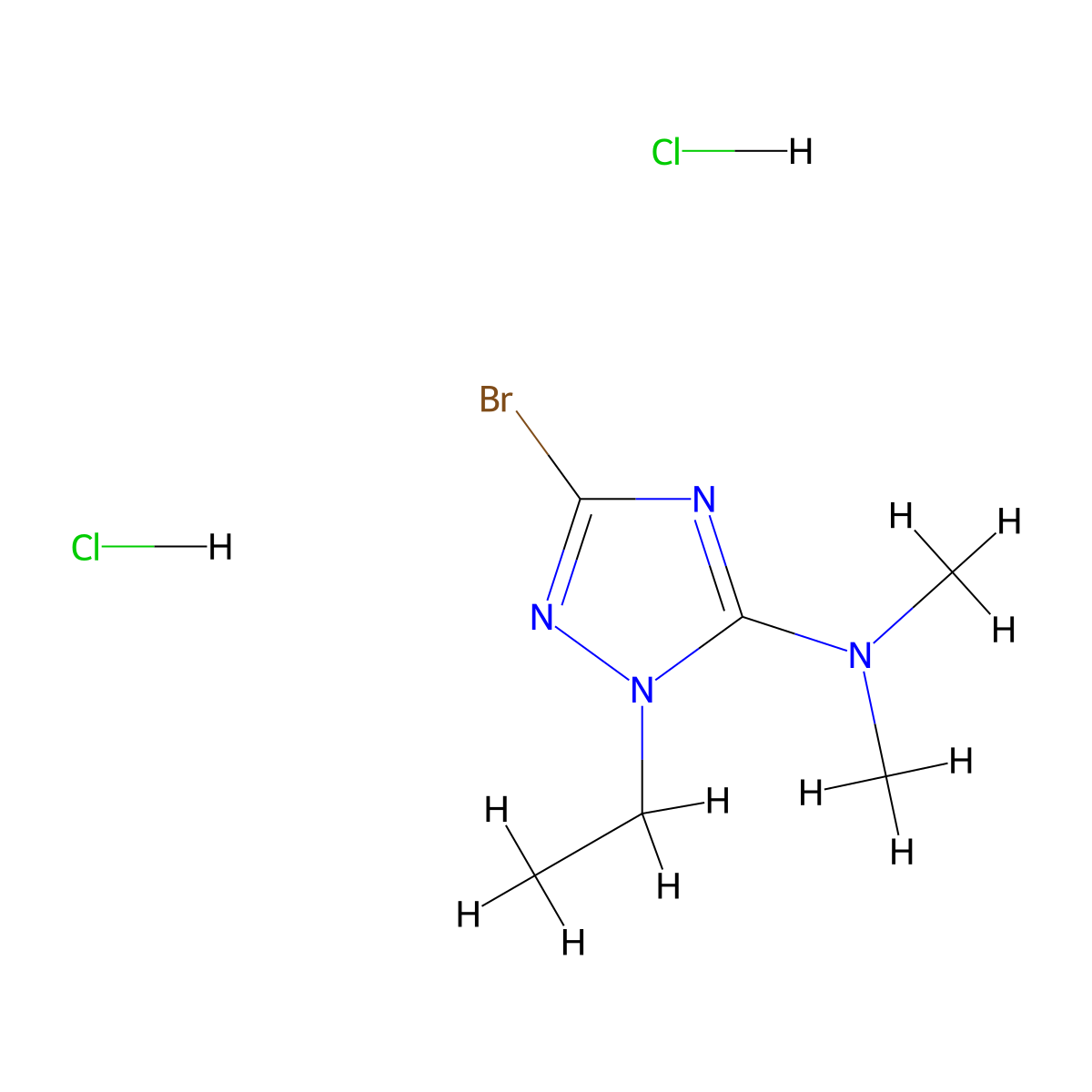 3-Bromo-1-ethyl-N,N-dimethyl-1H-1,2,4-triazol-5-amine dihydrochloride molecular structure, CAS 1609396-12-4