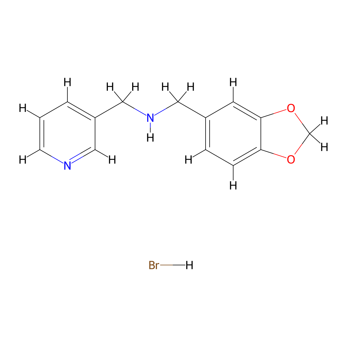 (1,3-Benzodioxol-5-ylmethyl)(3-pyridinylmethyl)amine hydrobromide molecular structure, CAS 1609396-27-1