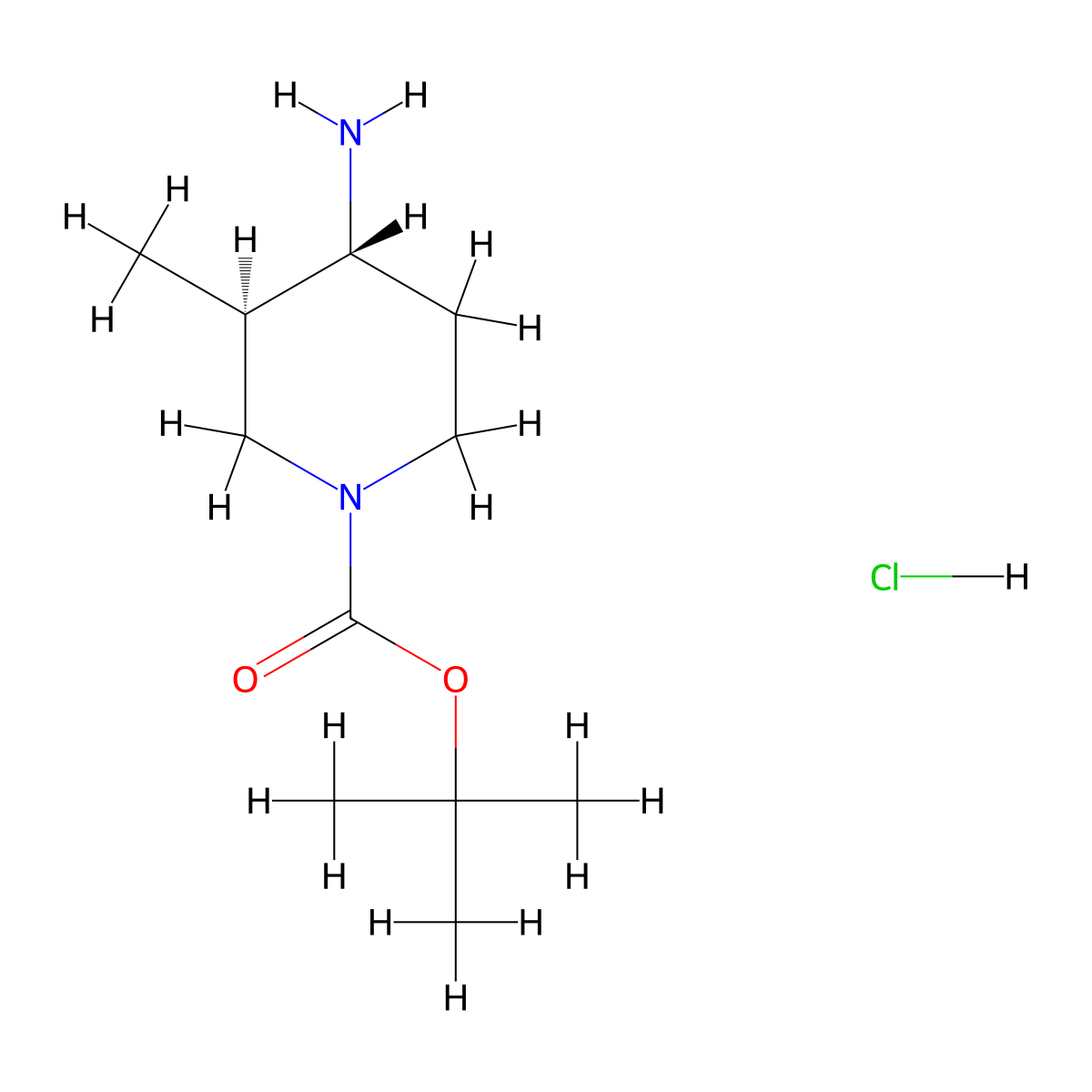 trans-tert-Butyl 4-amino-3-methylpiperidine-1-carboxylate hydrochloride molecular structure, CAS 1609396-28-2