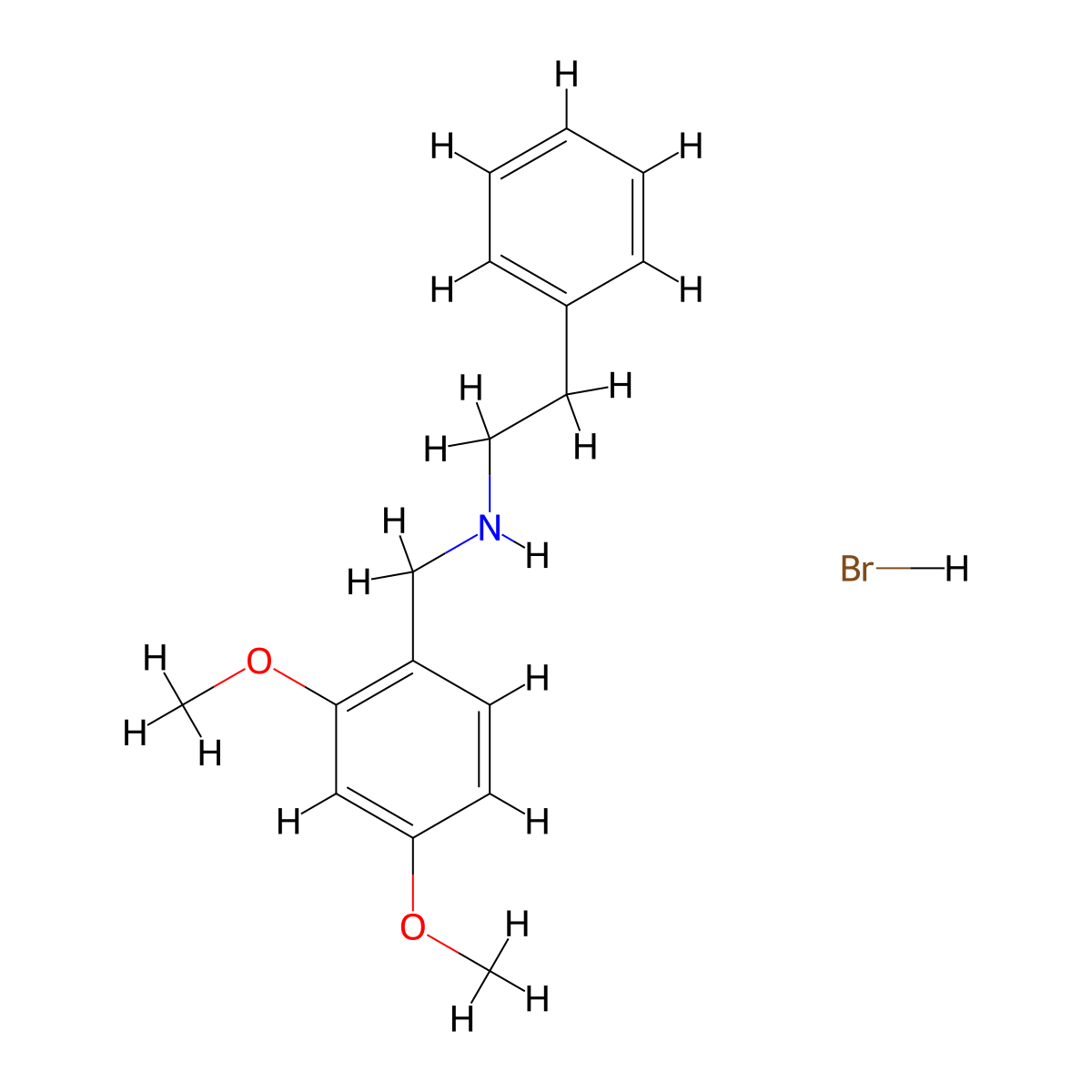 N-(2,4-dimethoxybenzyl)-2-phenylethanamine hydrobromide molecular structure, CAS 1609396-31-7