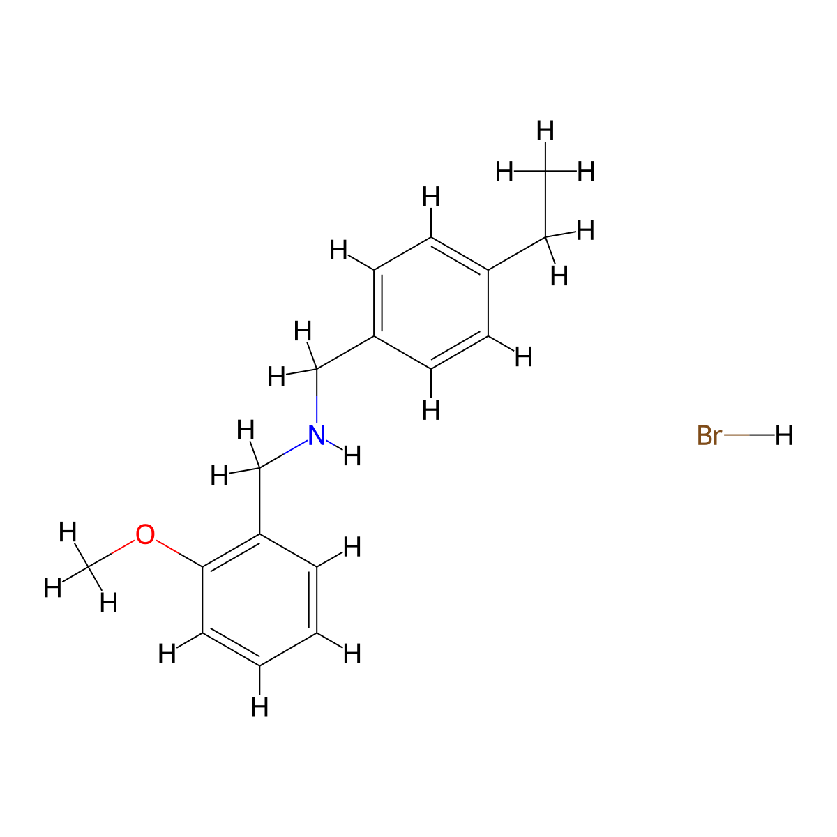 (4-Ethylbenzyl)(2-methoxybenzyl)amine hydrobromide molecular structure, CAS 1609396-32-8