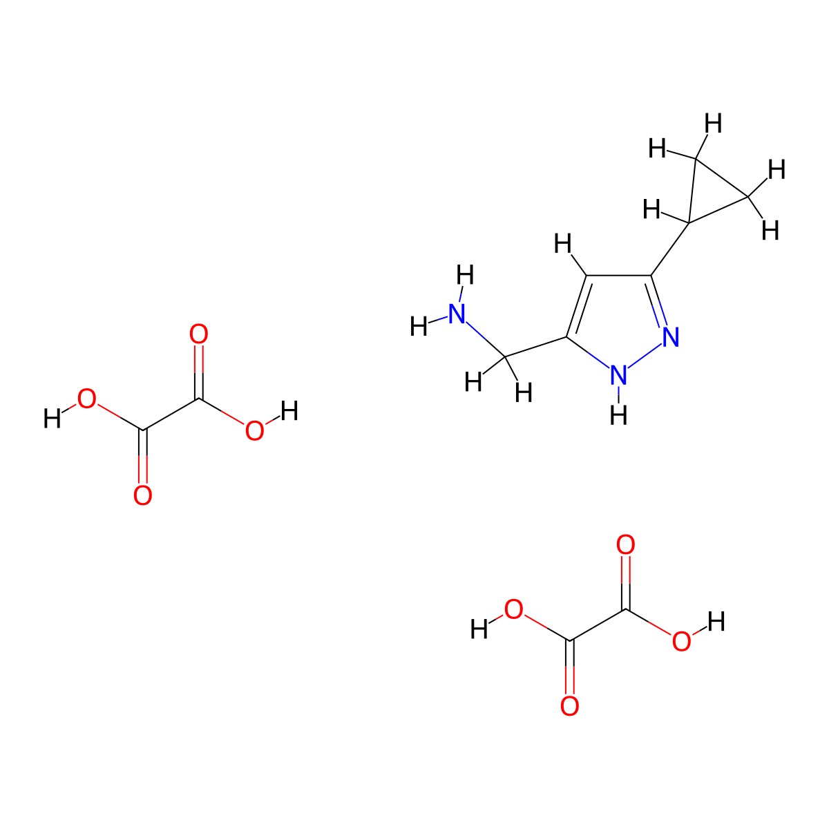 (5-Cyclopropyl-1H-pyrazol-3-yl)methanamine dioxalate molecular structure, CAS 1609396-33-9