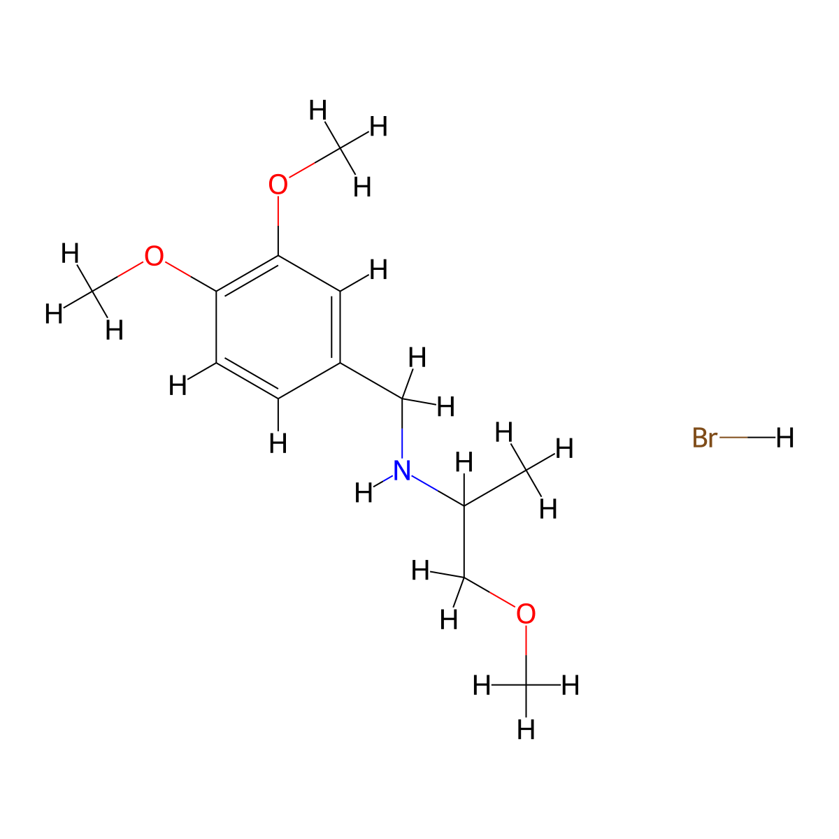 N-(3,4-dimethoxybenzyl)-1-methoxy-2-propanamine hydrobromide molecular structure, CAS 1609396-34-0