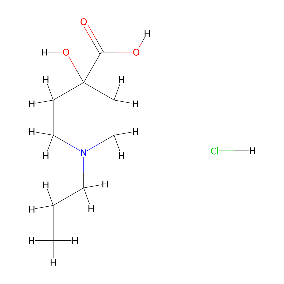 4-Hydroxy-1-propyl-4-piperidinecarboxylic acid hydrochloride molecular structure, CAS 1609396-54-4
