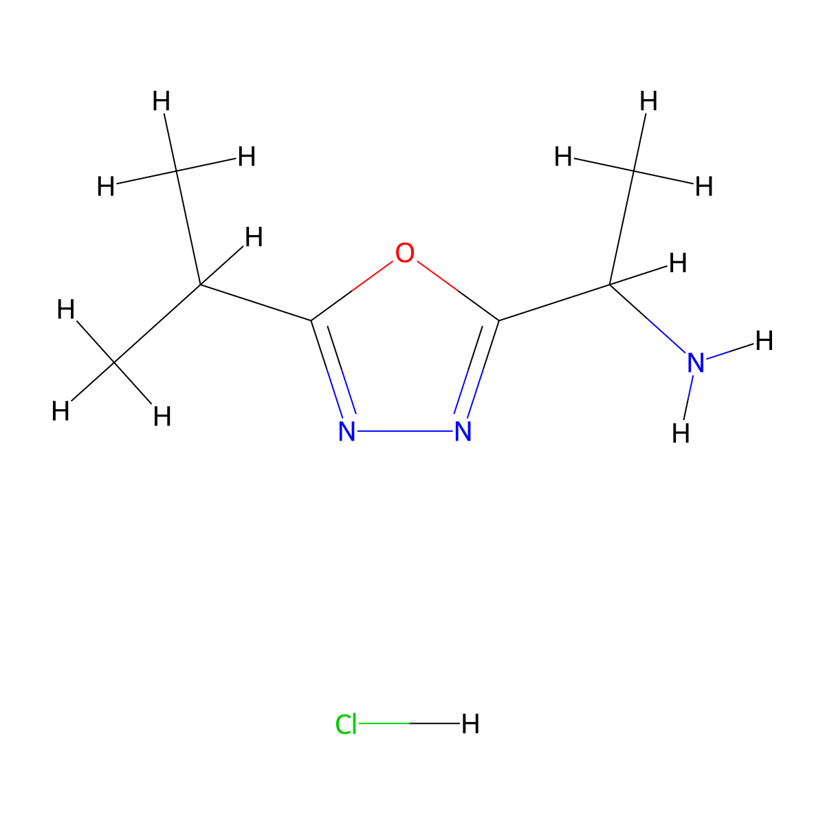 1-(5-Isopropyl-1,3,4-oxadiazol-2-yl)ethanamine hydrochloride molecular structure, CAS 1609396-59-9