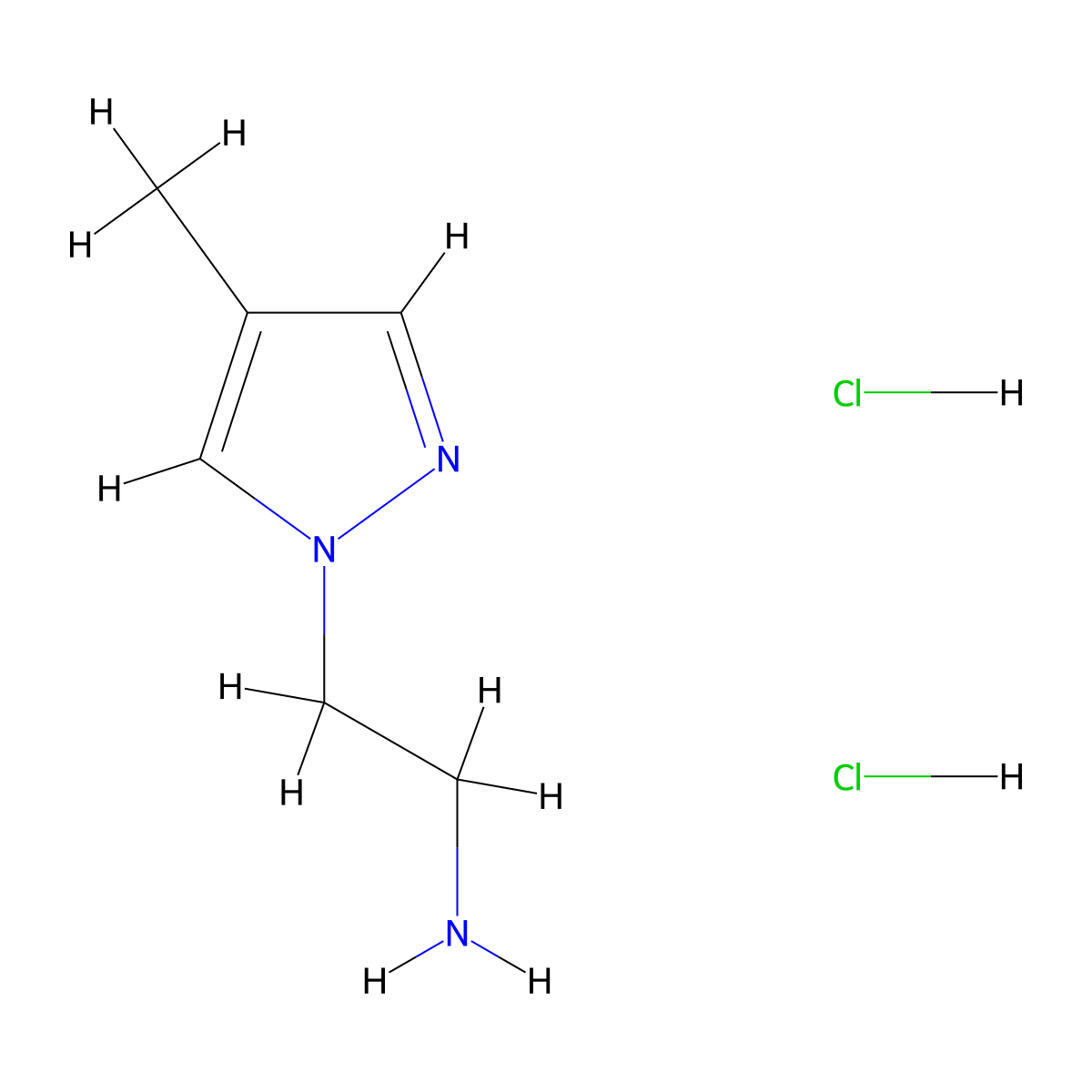 [2-(4-methyl-1H-pyrazol-1-yl)ethyl]amine dihydrochloride molecular structure, CAS 1609396-60-2