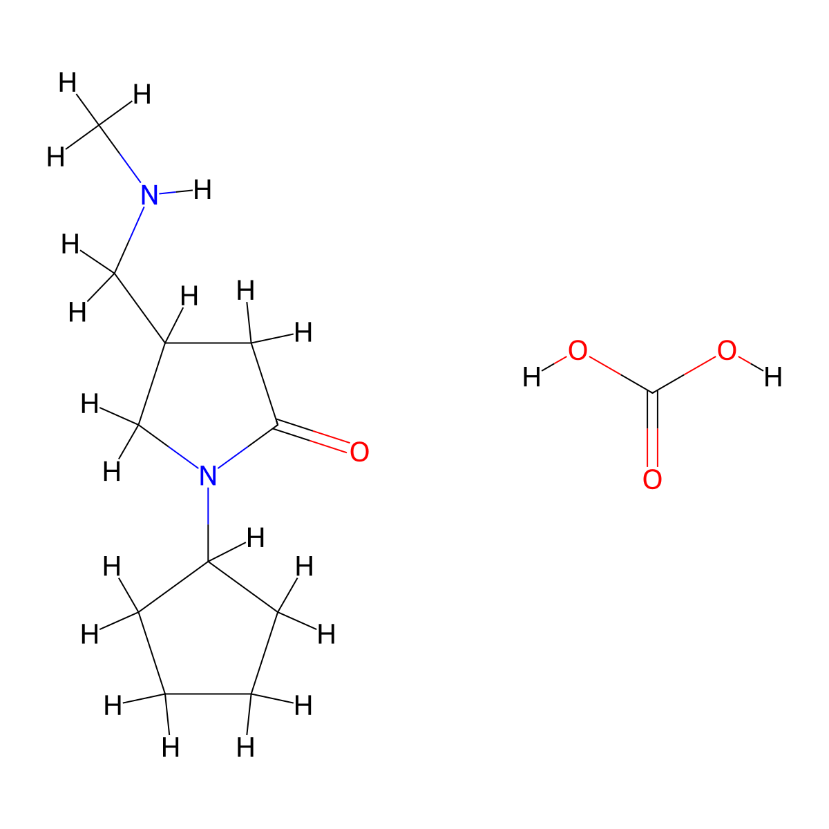 1-Cyclopentyl-4-[(methylamino)methyl]-2-pyrrolidinone-carbonic acid (1:1) molecular structure, CAS 1609399-75-8