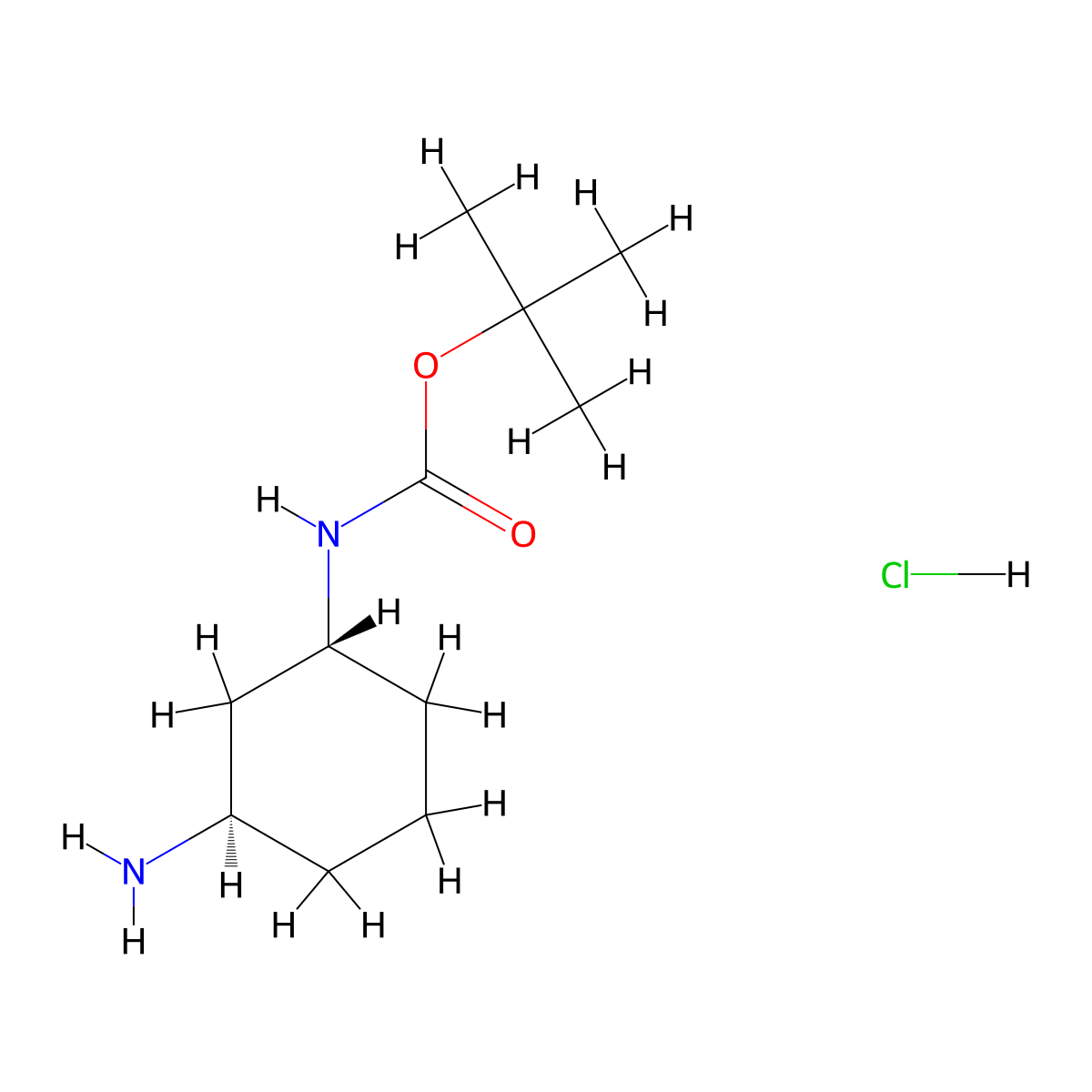 Tert-butyl [trans-3-aminocyclohexyl]carbamate hcl molecular structure, CAS 1609399-78-1