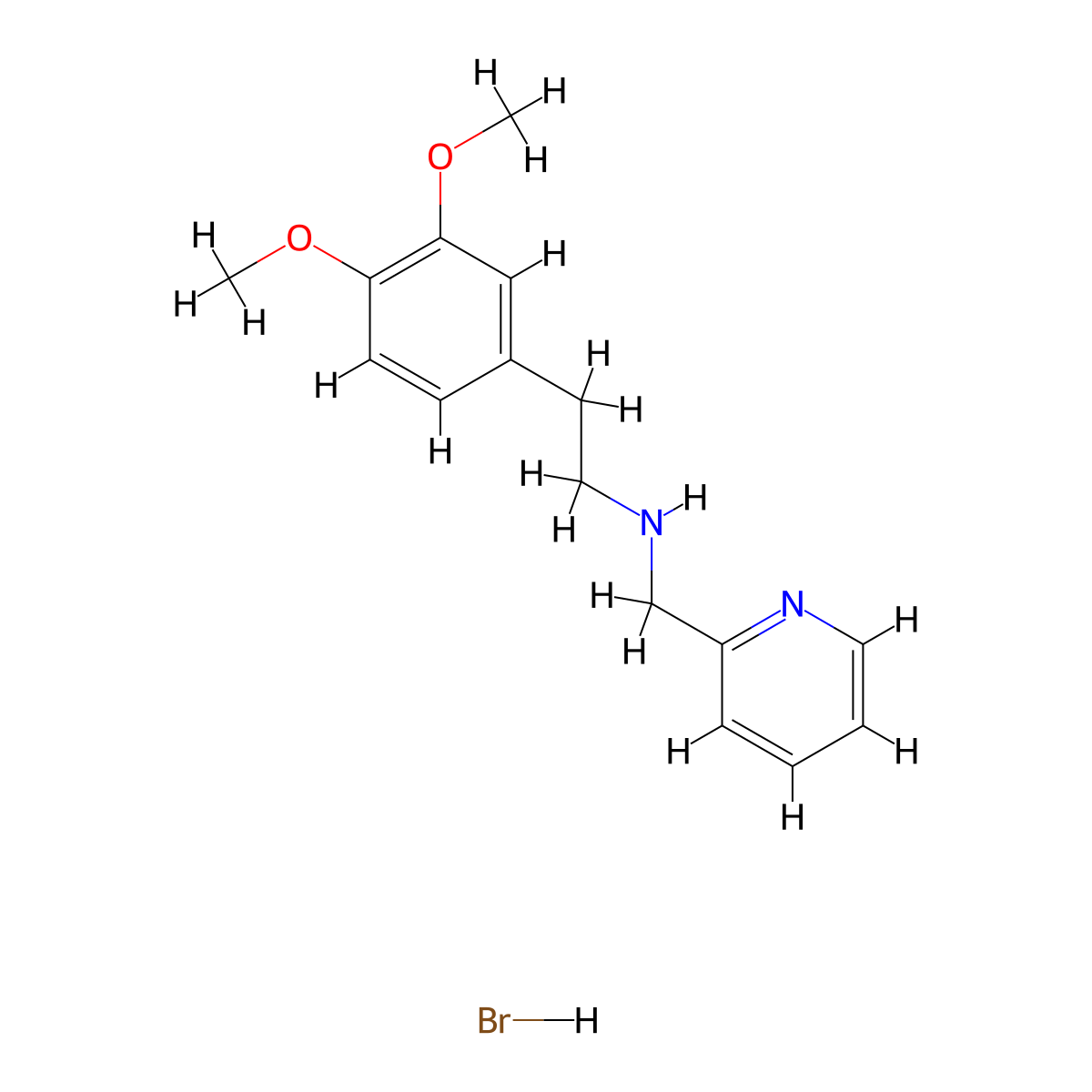 [2-(3,4-Dimethoxyphenyl)ethyl](2-pyridinylmethyl)amine hydrobromide molecular structure, CAS 1609399-83-8