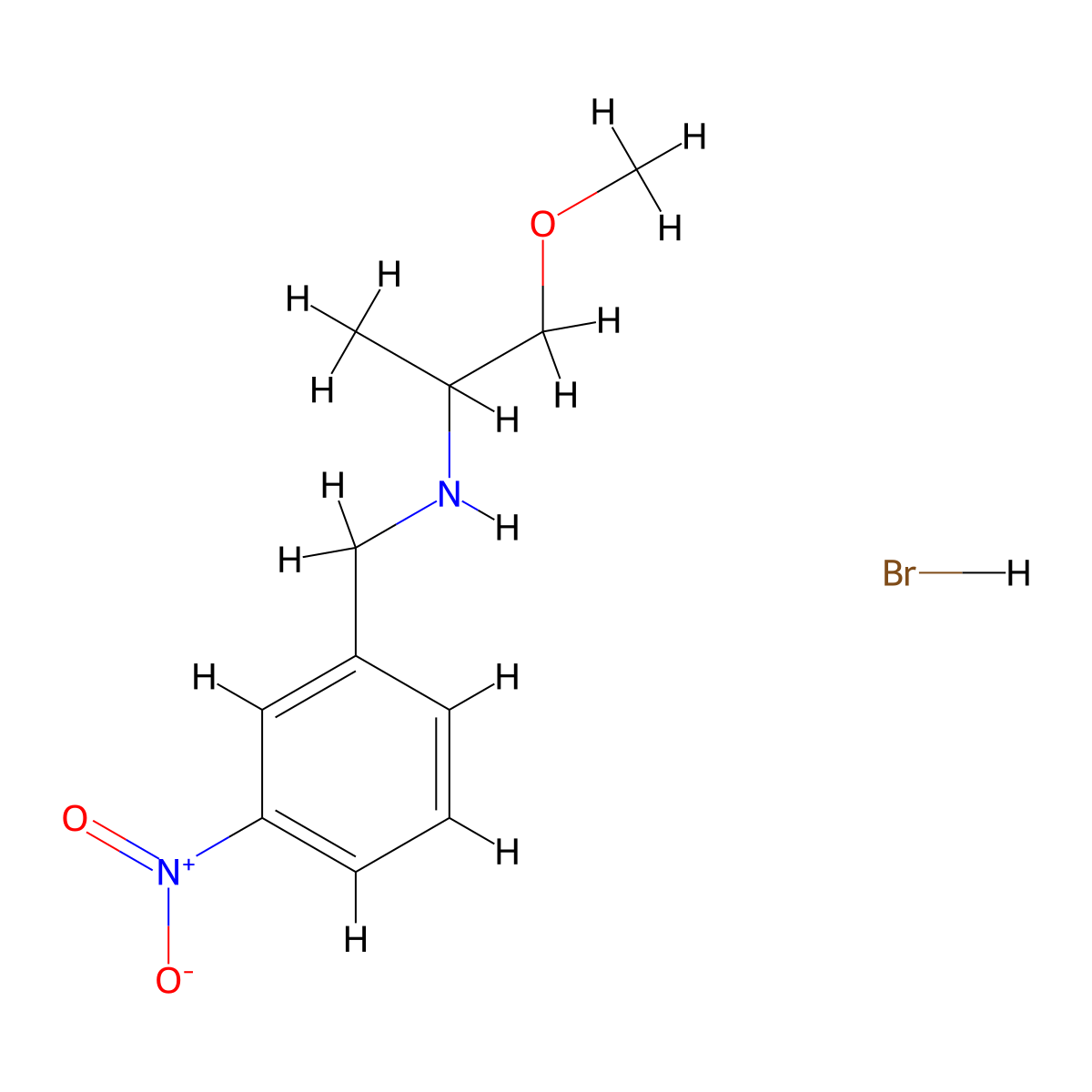 (2-Methoxy-1-methylethyl)(3-nitrobenzyl)amine hydrobromide molecular structure, CAS 1609399-88-3
