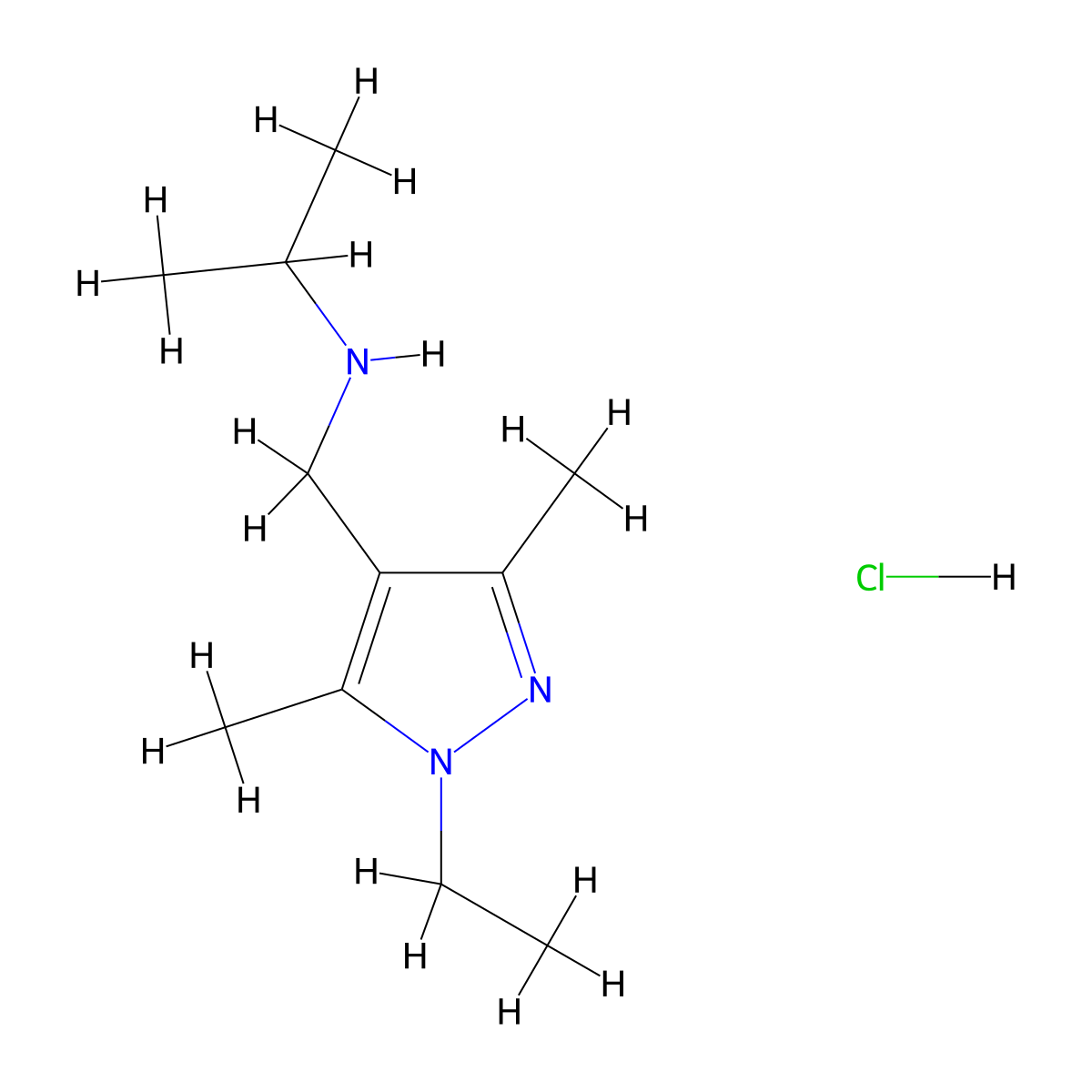 N-[(1-Ethyl-3,5-dimethyl-1H-pyrazol-4-yl)methyl]-2-propanamine hydrochloride molecular structure, CAS 1609399-89-4