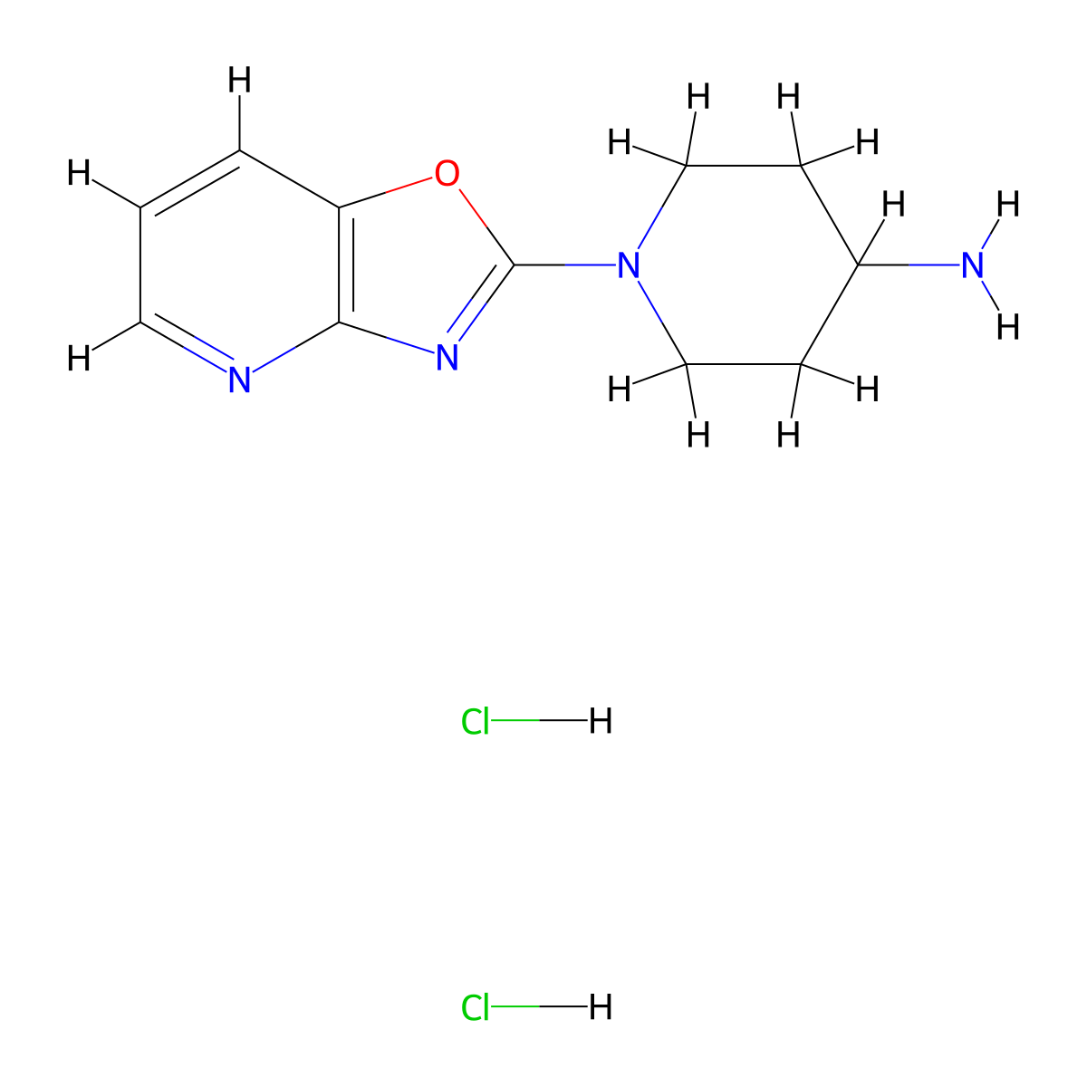 1-[1,3]Oxazolo[4,5-b]pyridin-2-yl-4-piperidinamine dihydrochloride molecular structure, CAS 1609399-92-9