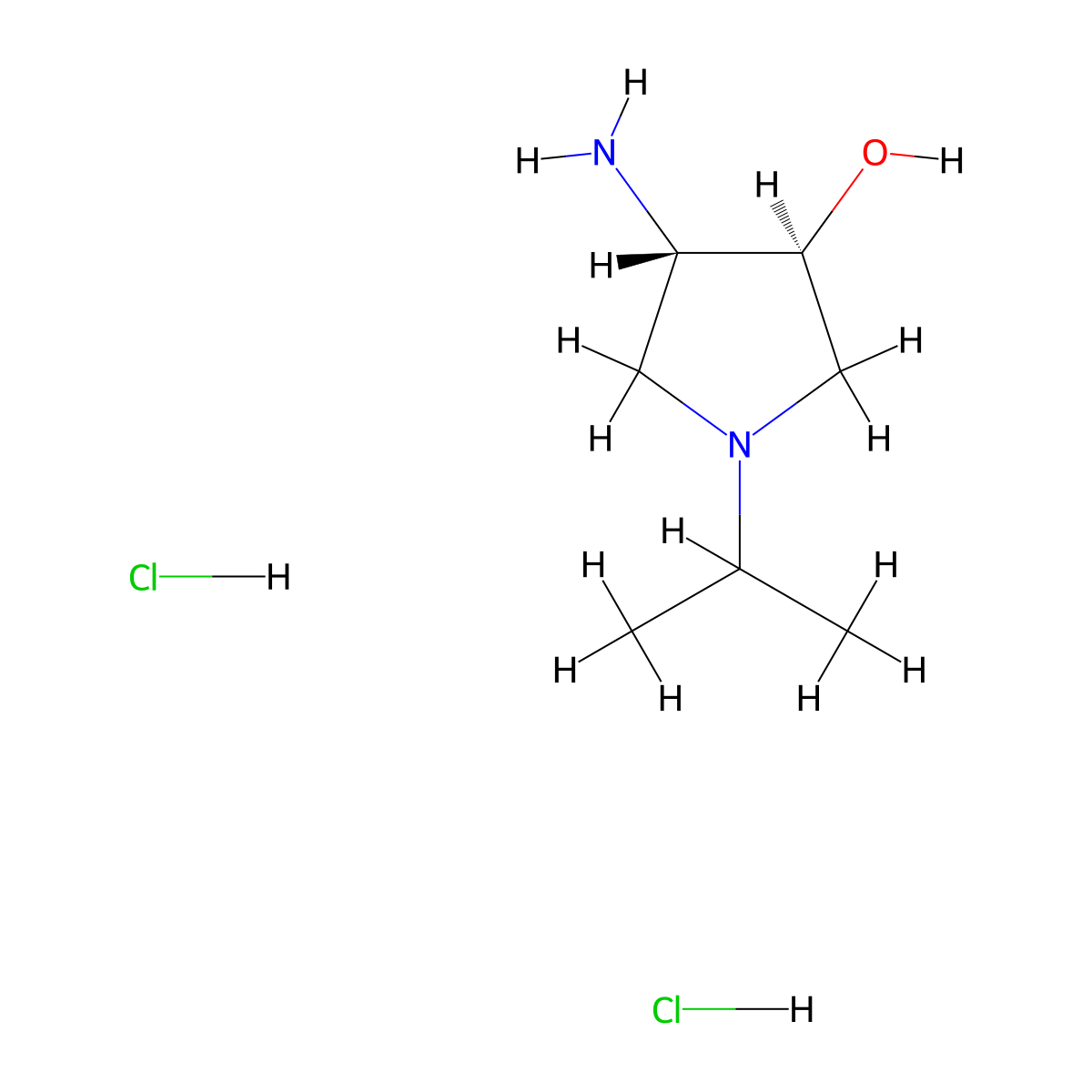 trans-4-Amino-1-isopropyl-3-pyrrolidinol dihydrochloride molecular structure, CAS 1609399-97-4