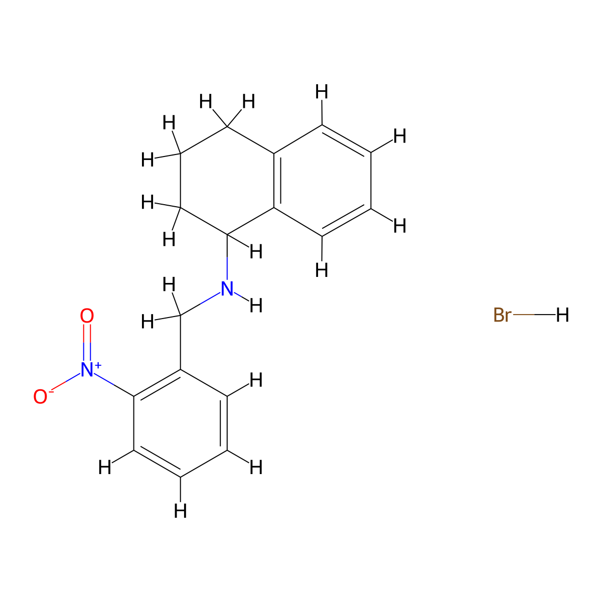 N-(2-Nitrobenzyl)-1,2,3,4-tetrahydronaphthalen-1-amine hydrobromide molecular structure, CAS 1609399-98-5