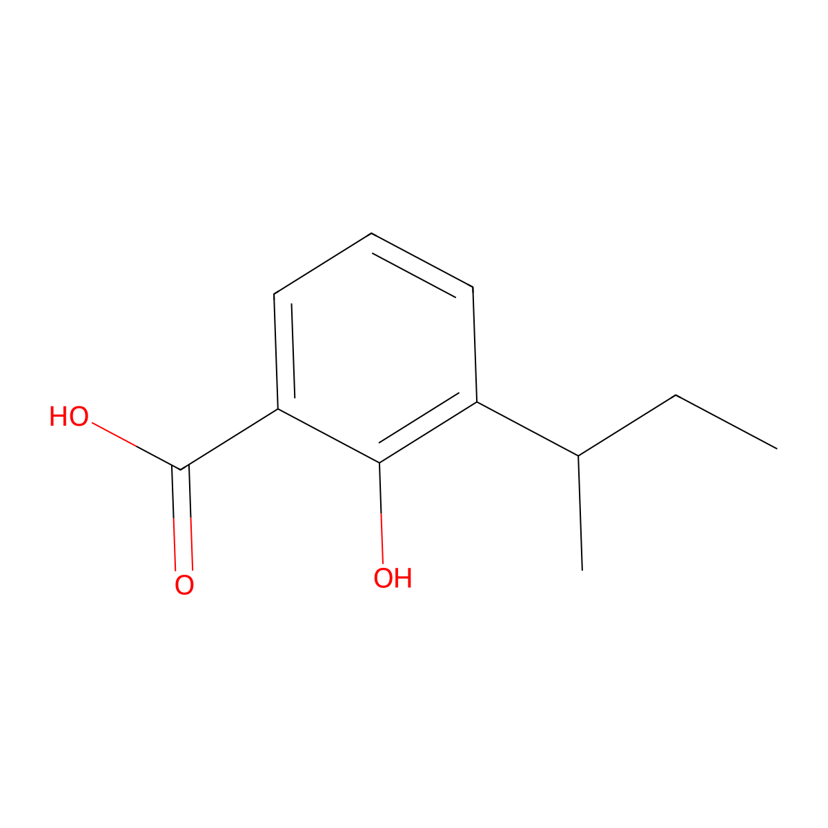 Benzoic acid, 2-hydroxy-3-(1-methylpropyl)- molecular structure, CAS 16094-28-3