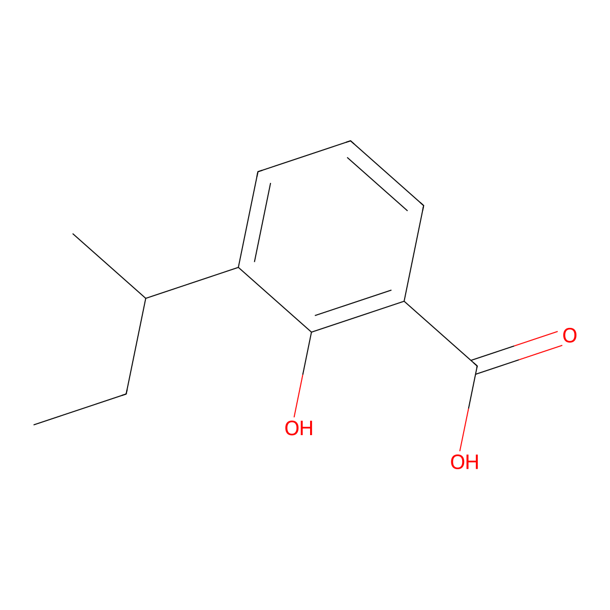Benzoic acid, 2-hydroxy-3-(1-methylpropyl)- molecular structure, CAS 16094-28-3