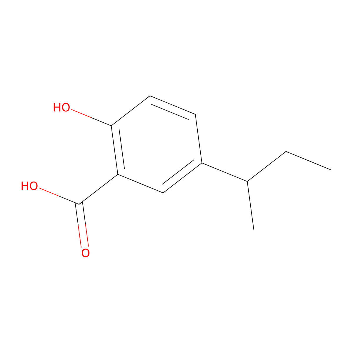 Benzoic acid, 2-hydroxy-5-(1-methylpropyl)- molecular structure, CAS 16094-29-4